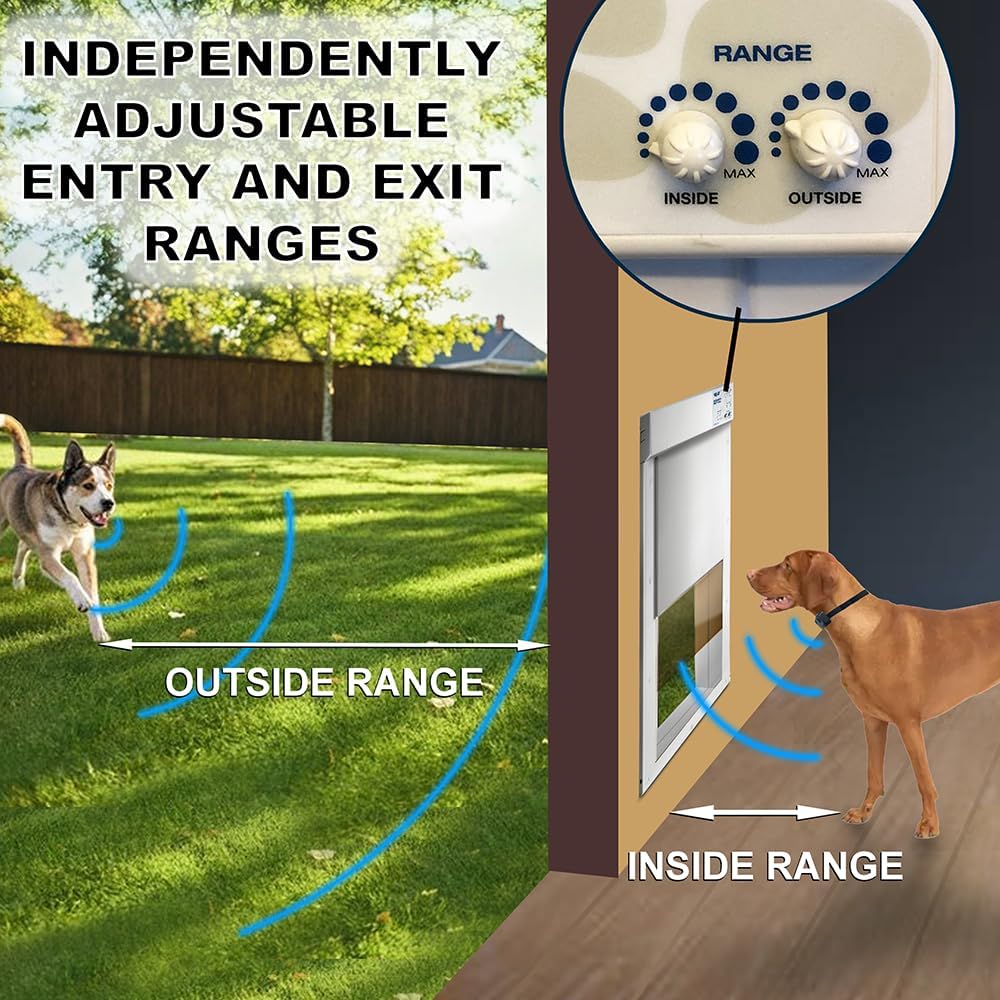 Power Pet Automatic Electronic Pet Door by High Tech Pet - Pet Operated Dog Door, High Security, Air Tight, for Medium Dogs up to 30 lbs. (8¼" X 10" Pet Opening), Door Mount, Easy Install - PX1-Medium