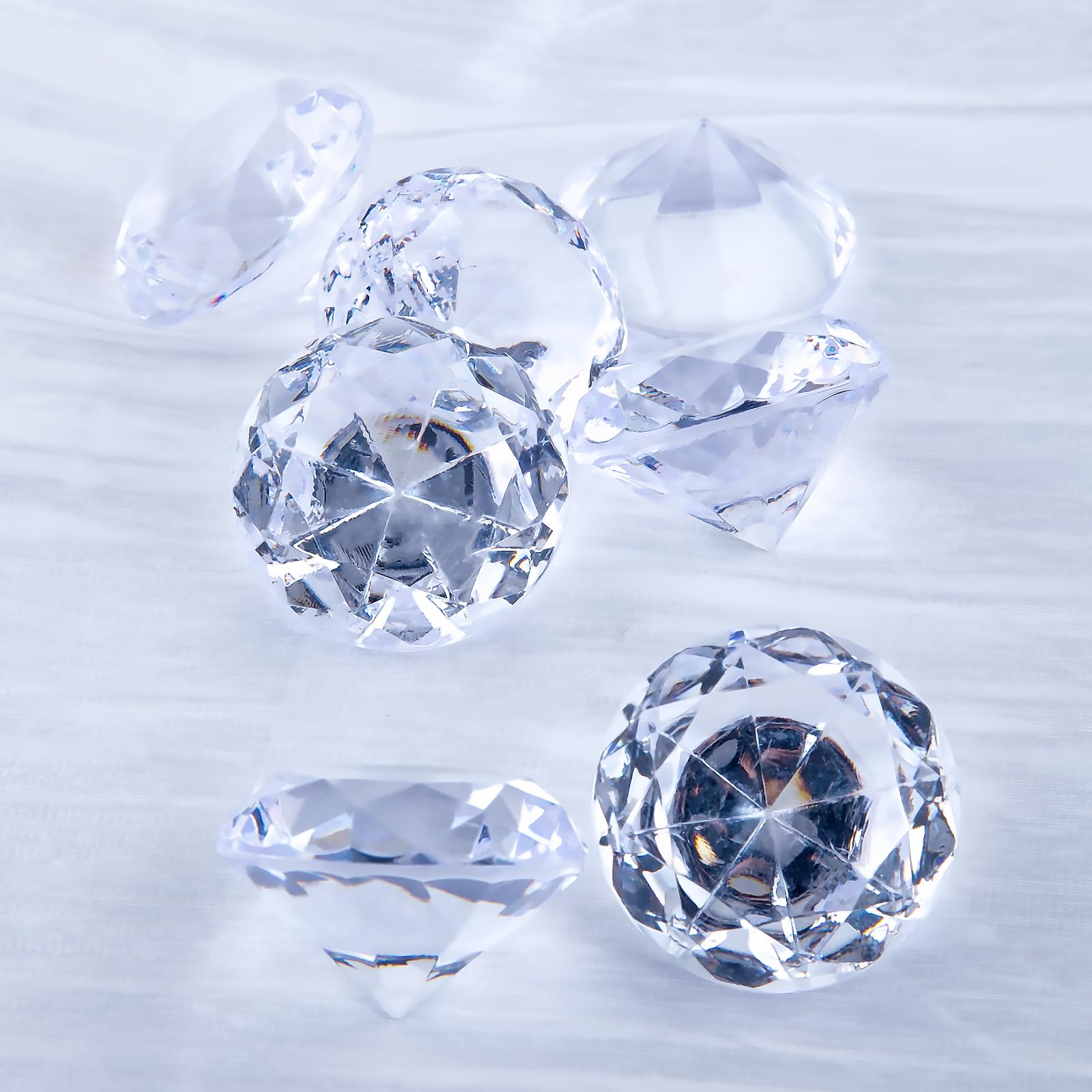Niceup 26PCS Blue Fake Diamonds Gem Toys, 1.5in Pool Diving Gems Acrylic Plastic Gemstones for Kids, Party Décor Jewels Treasure Hunt Hiding Sensory Bin Filler Toys Craft Supplies