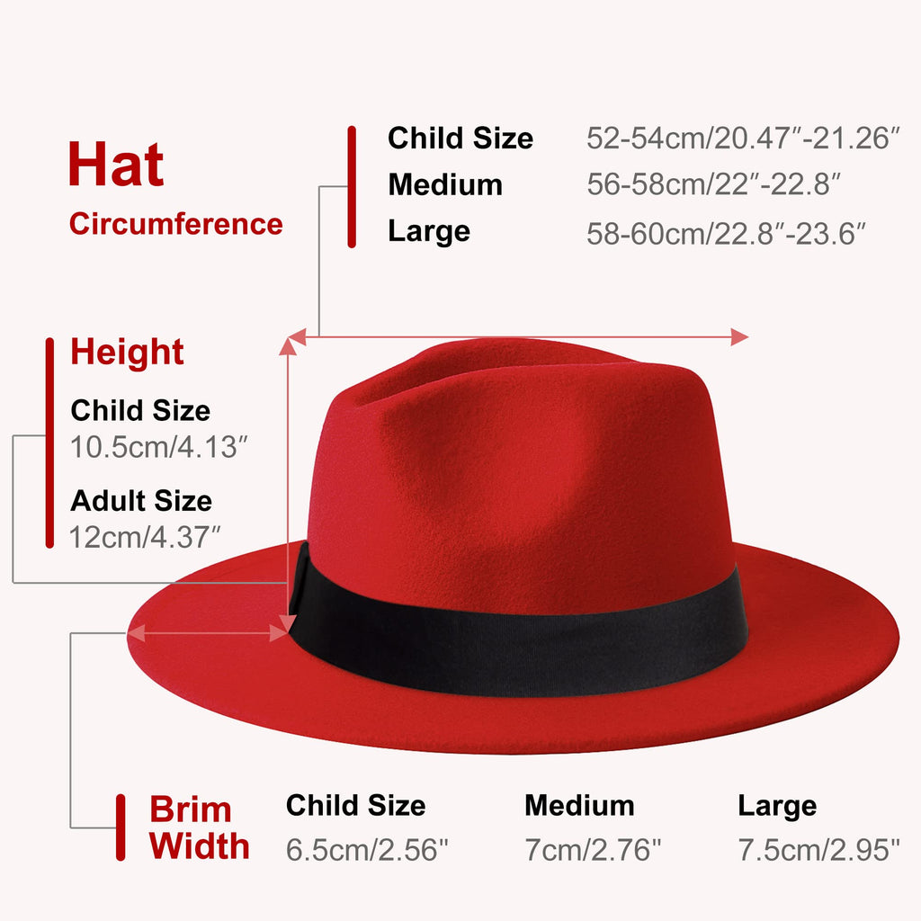 KUJUHA Fedora Hats for Mens/Womens Felt FedoraHats Two Tone Wide Brim Fedora Hats Rancher Hat