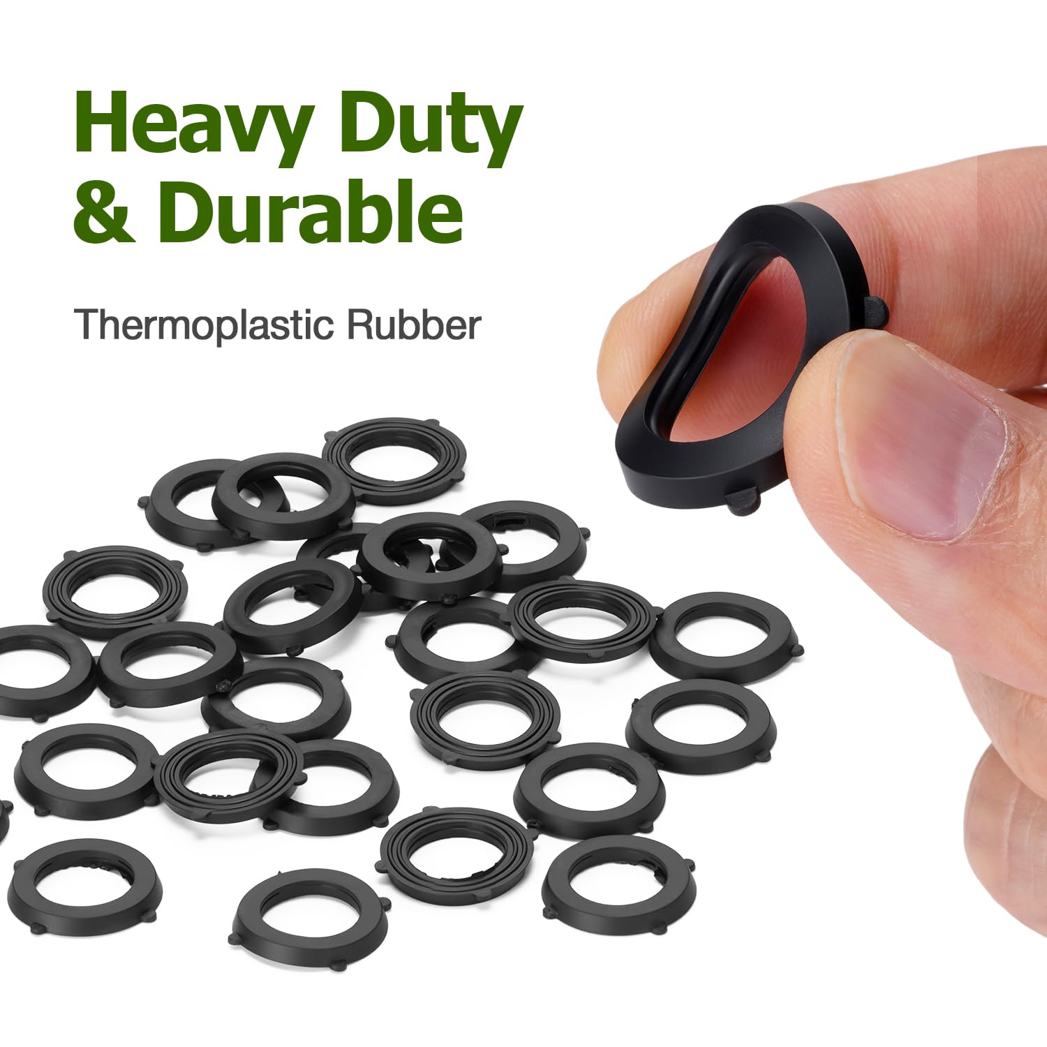SmoTecQ 30 Pack Garden Hose Washers with Self-Locking Tabs - Heavy Duty Rubber Seals for 3/4" Hose Fittings, Stay-in-Place Design Prevents Falling Out & Leaks, Black