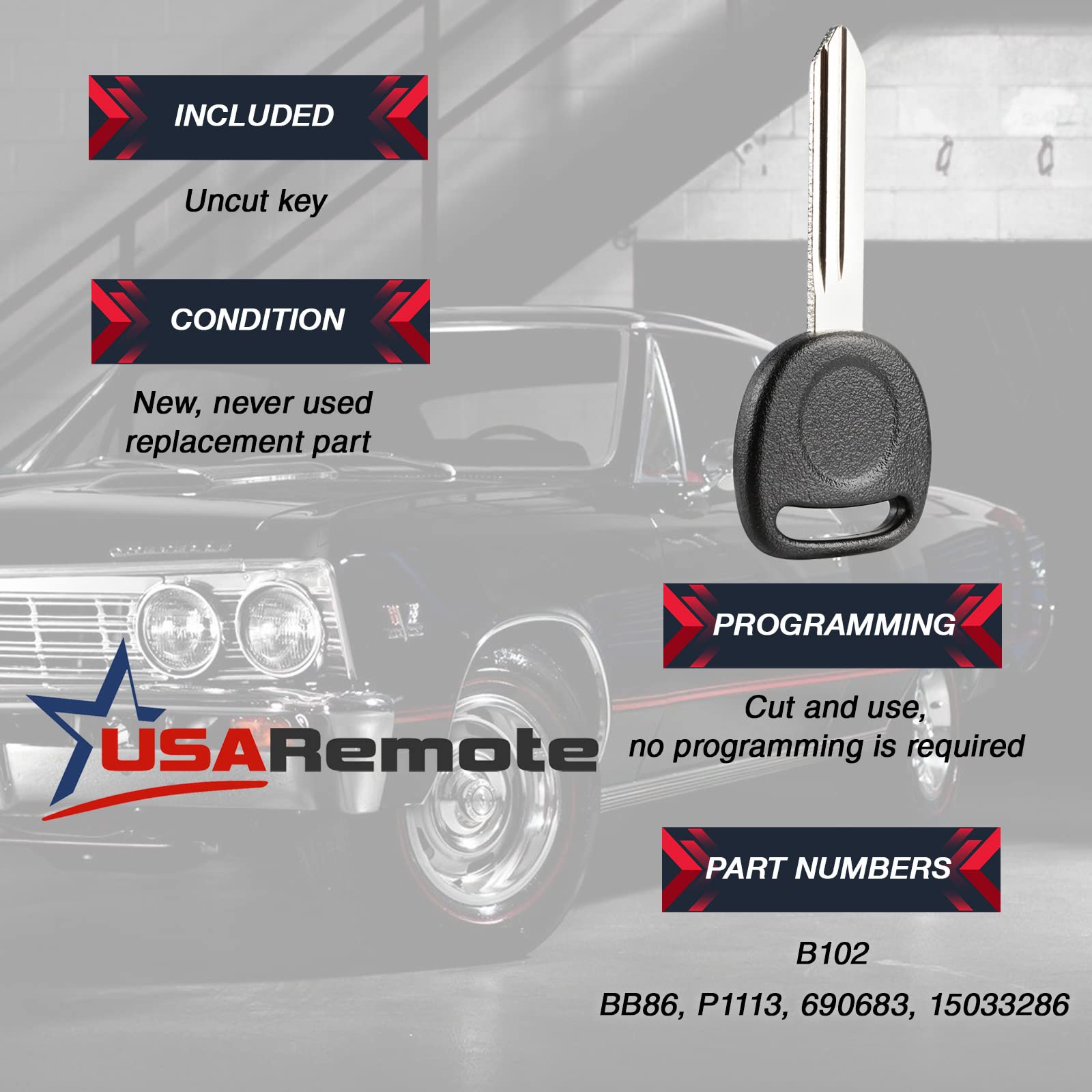 Key Fob Keyless Entry Remote with Ignition Key fits 2003-2006 Chevy Avalanche Equinox Silverado SSR Suburban Tahoe / GMC Sierra Yukon / Hummer H2 / Pontiac Torrent / Saturn Vue (LHJ011)