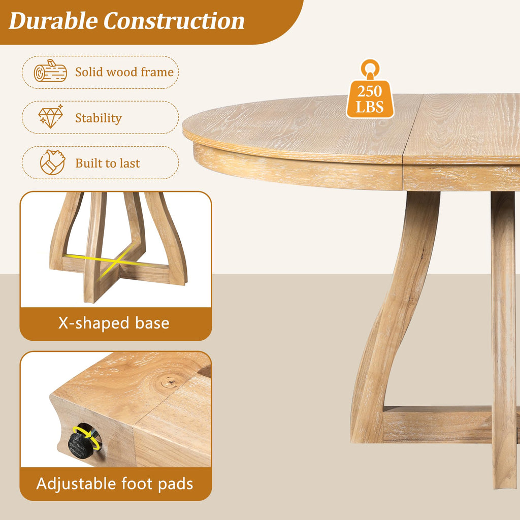 LUMISOL Round Dining Table for 4-6 People, 41"-57" Extendable Kitchen Table with 16" Removable Leaf for Small Places, Kitchen, Dining Room, Espresso