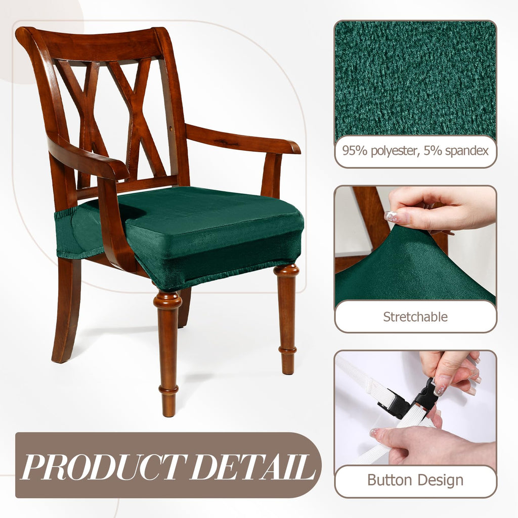 Havawish Large Dining Room Chair Seat Covers with Armrest Dining Chair Slip Covers Protectors(1 Pcs,Beige White)