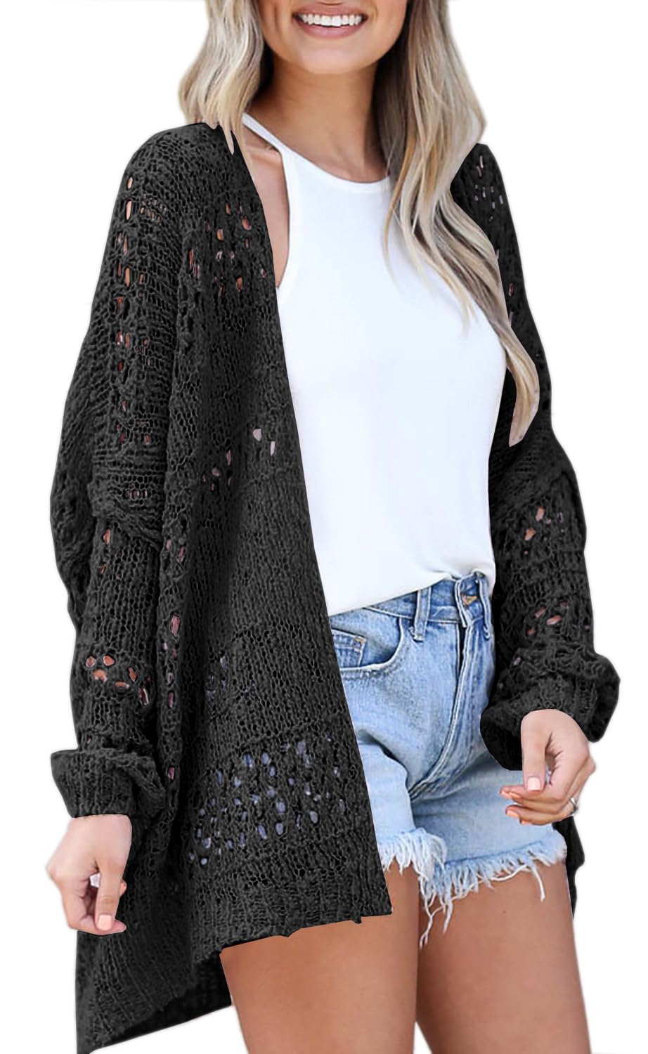 Lightweight Summer Cardigan for Women Spring Netted Crochet Cardigans Sweaters