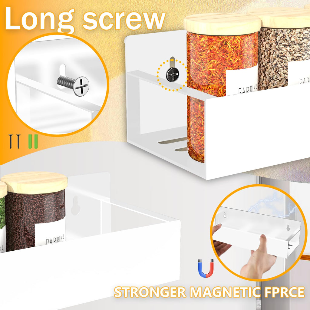 SMRCAD Magnetic Spice Rack Organizer for Fridge Seasoning Organizer for Kitchen storage with Screw Magnetic Shelf with Hook for Refrigerator and Oven (4pack1hook-Bronze)
