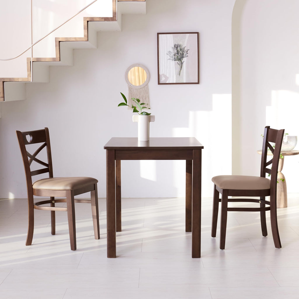 Livinia Cabin 33.5" Wooden Dining Table/Small Rectangular Modern Farmhouse Solid Wood Kitchen Table Desk (Black)