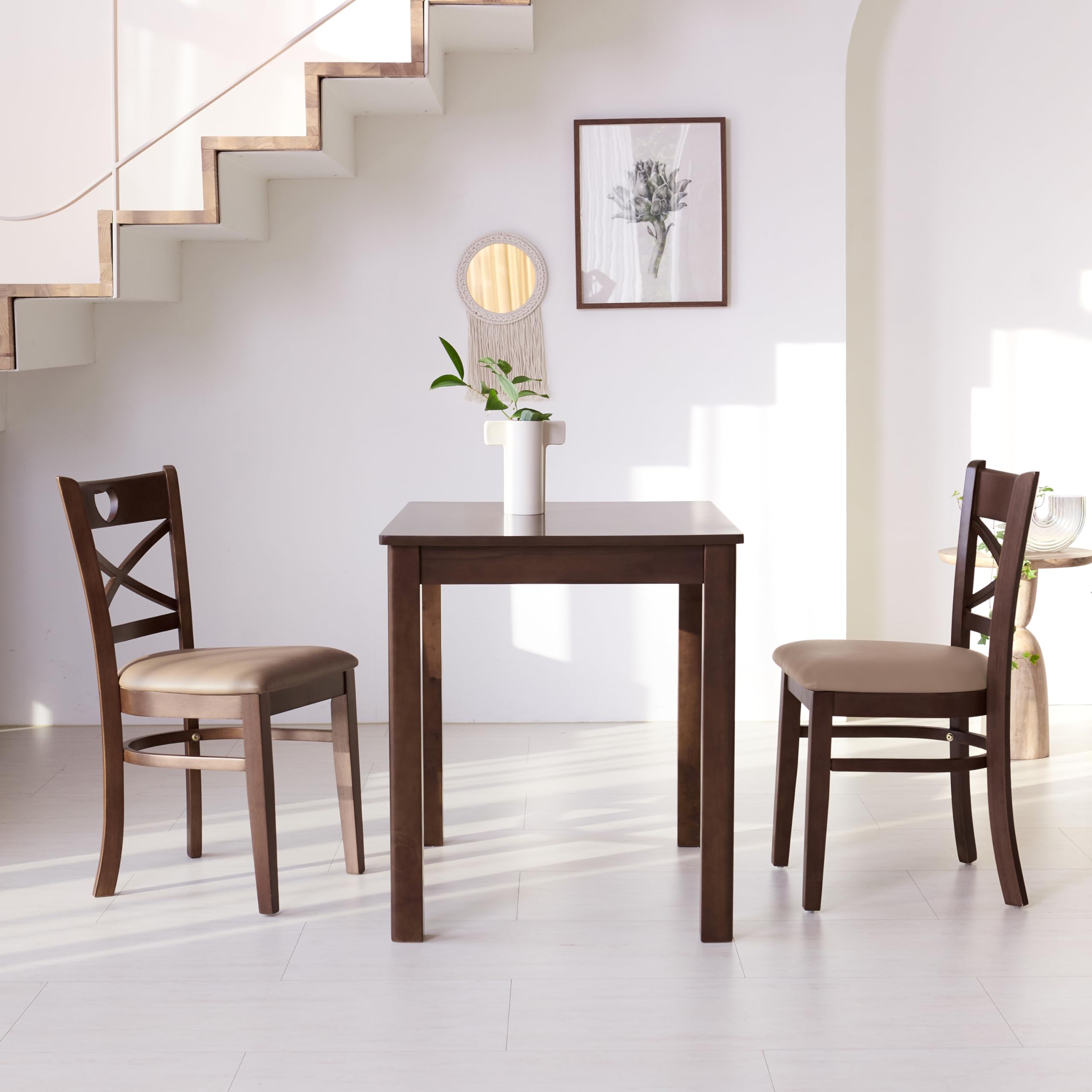 Livinia Cabin 33.5" Wooden Dining Table/Small Rectangular Modern Farmhouse Solid Wood Kitchen Table Desk (Black)