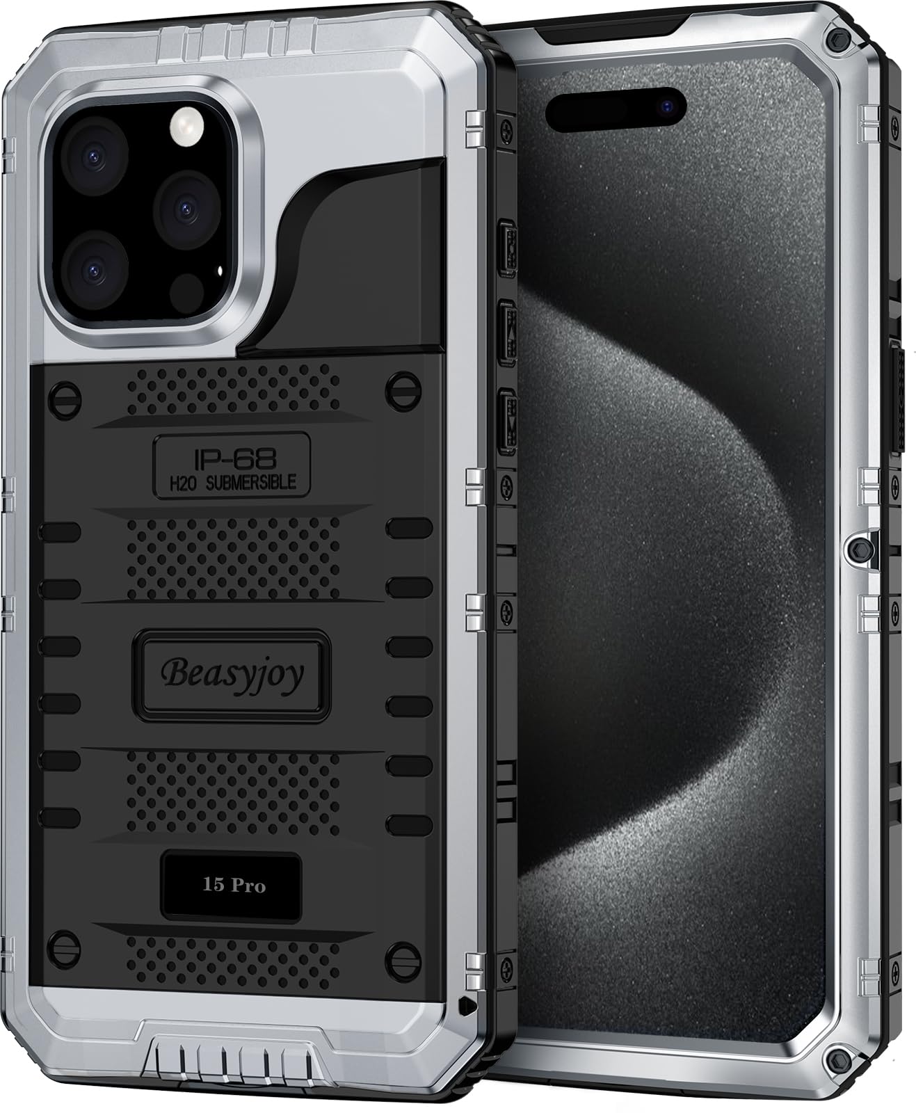 Beasyjoy for iPhone SE 2022/2020/ 8/7 Metal Case, Waterproof Heavy Duty Case with Screen Protector, Full Body Protection Military Grade Shockproof Defender Durable Sturdy Rugged Aluminum Cover, Black