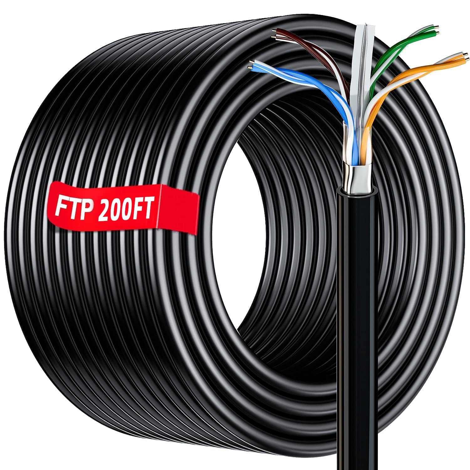 MEIPEK Cat 6 Shielded Ethernet Cable 10ft, Outdoor&Indoor Cat 6 Patch Cable, Heavy Duty 23AWG, High Speed, Weatherproof, UV Resistant Cat6 RJ45 LAN Network Cables for Gaming, Modem
