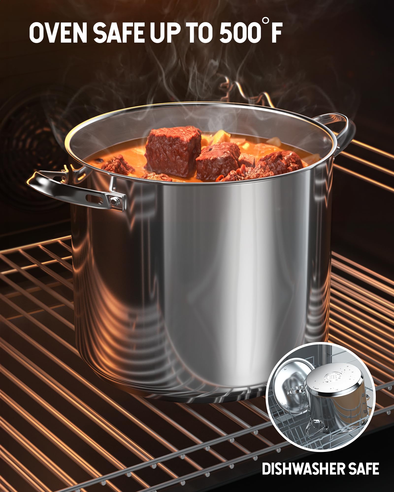 Cooks Standard Classic 6 Quart Stock Pot with Lid, Stainless Steel Dutch Oven