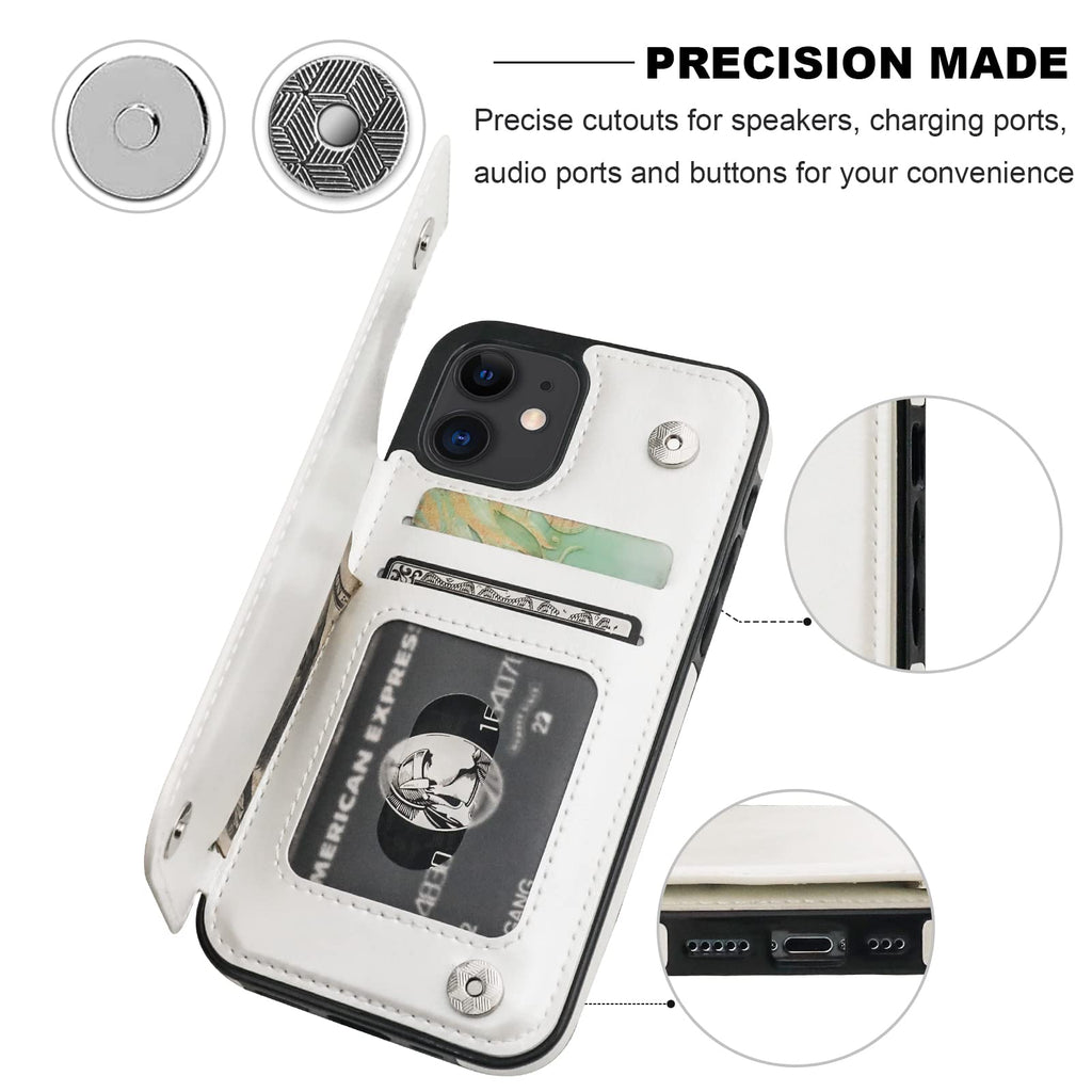 ONETOP Compatible with iPhone 12 Compatible with iPhone 12 Pro Wallet Case with Card Holder, PU Leather Kickstand Card Slots Case, Double Magnetic Clasp Durable Shockproof Cover 6.1 Inch(Black)