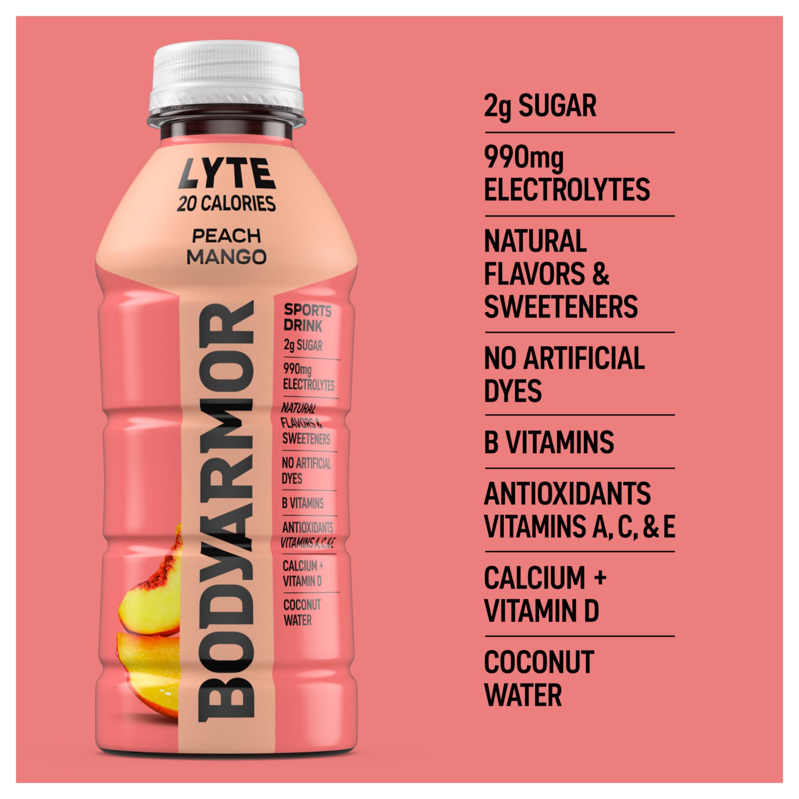 BODYARMOR Lyte Sports Drink Low-Calorie Beverage, Blueberry Pomegranate, Coconut Water Hydration, Natural Flavors with Vitamins, Potassium-Packed Electrolytes, 16 Fl Oz (Pack of 12)