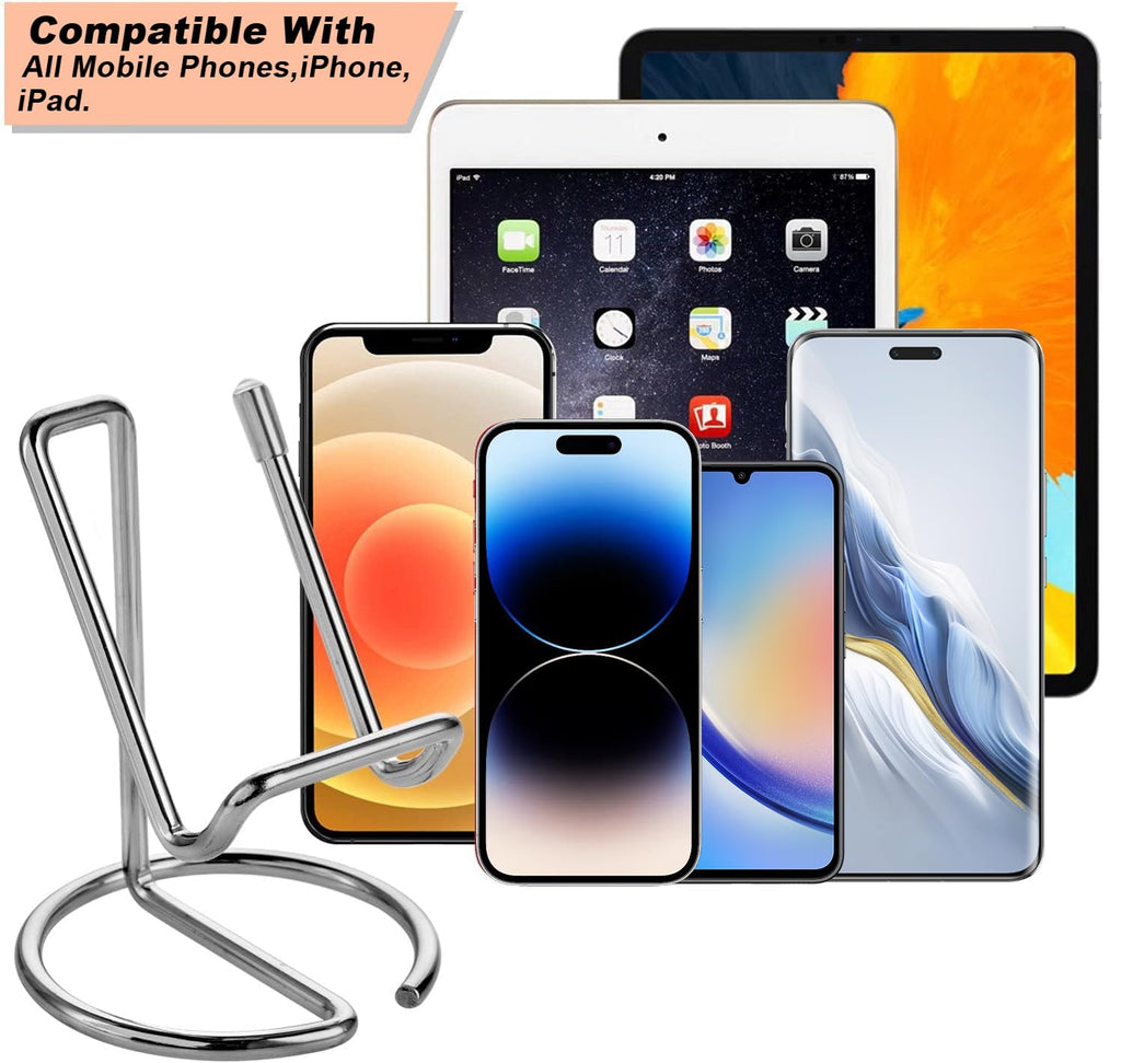 ROPOSY Cell Phone Stand for Desk, Cute Metal Black Cell Phone Stand Holder Desk Accessories, Compatible with All Mobile Phones, iPhone, iPad