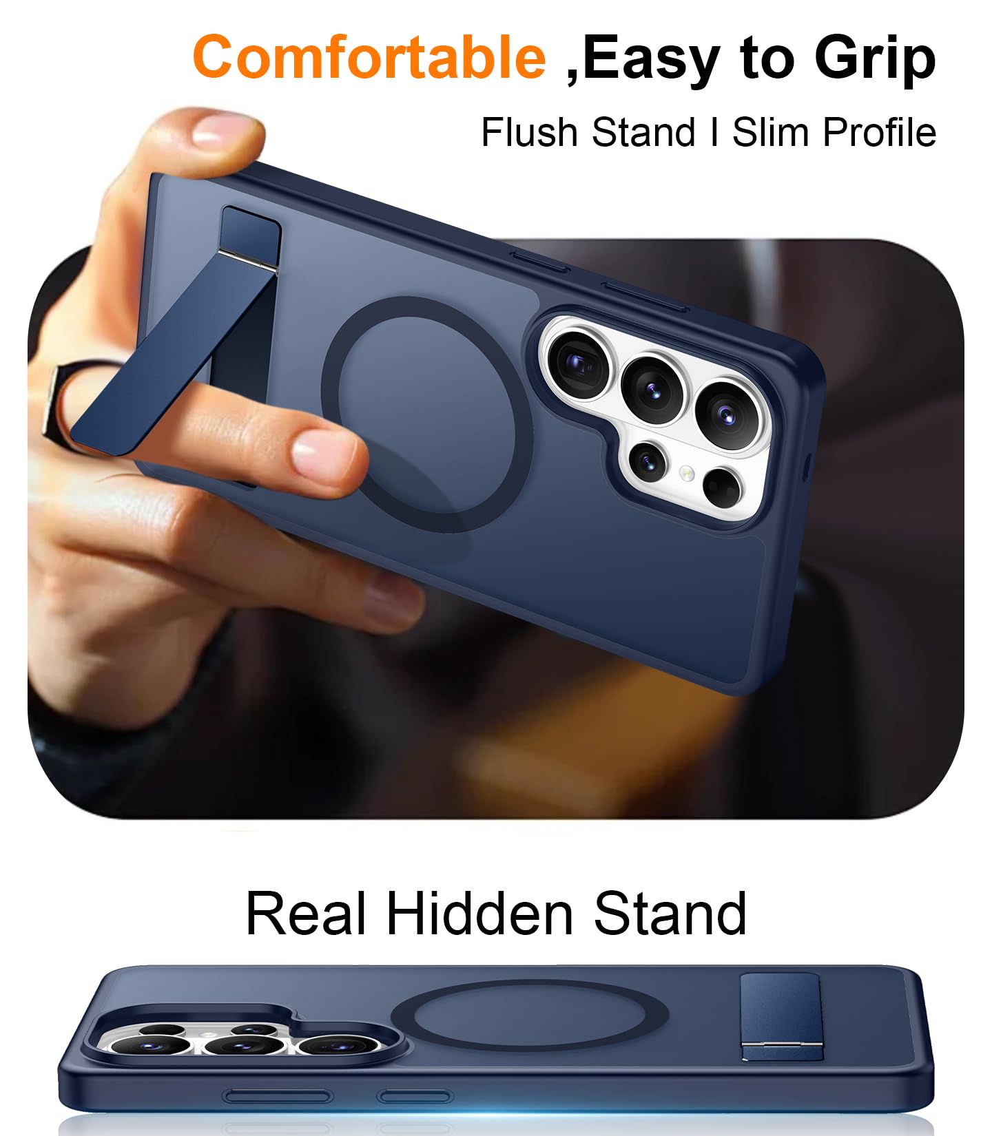 for Samsung Galaxy Z Fold 8 Case,[Compatible with MagSafe][Built-in HD Screen Protector & Kickstand][Hinge Protection]Translucent Matte Full-Body Shockproof Phone Case for Galaxy Z Fold 8,Black