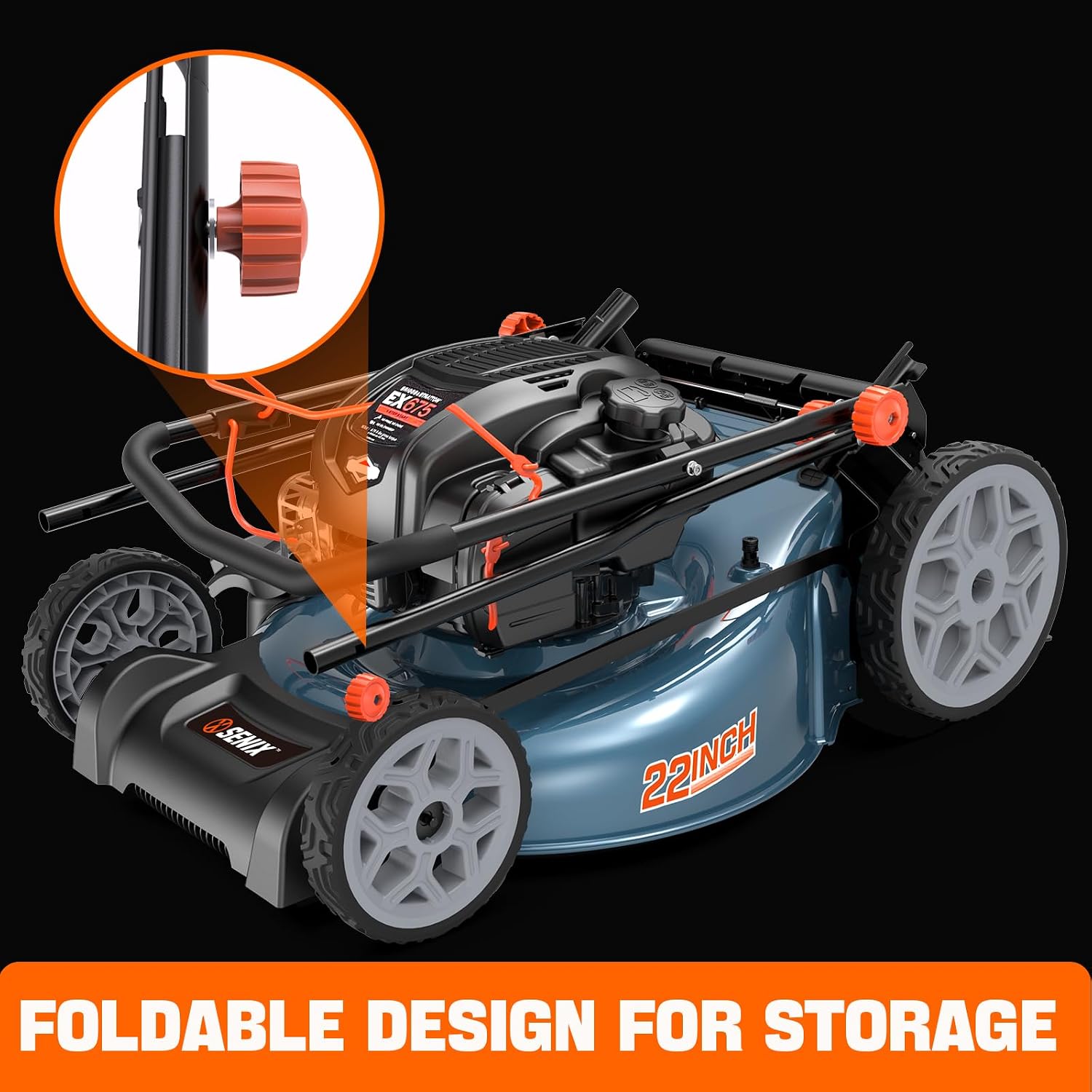 SENIX 22" Gas Lawn Mower, 163cc Self Propelled Gas Powered Lawnmower with B&S 4-Cycle Engine, 3-in-1 Walk-Behind Push Lawn Mowers, 6-Position Height Adjustment, cortadora de pasto, LSSG-H1