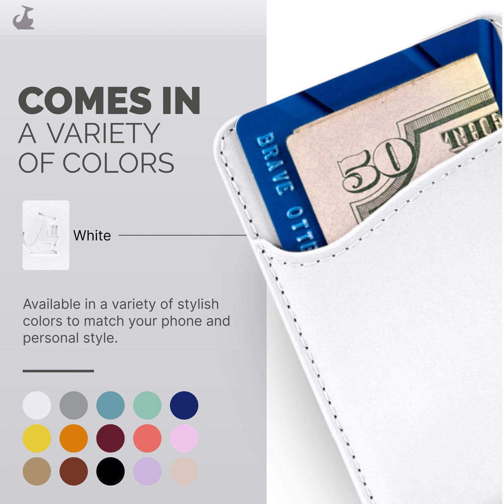 Wallaroo Premium Leather Cell Phone Wallet Stick On - Android and iPhone Wallet and Card Holder for Women and Men - Durable with Non-Slip Lining Secures Up to 3 Cards