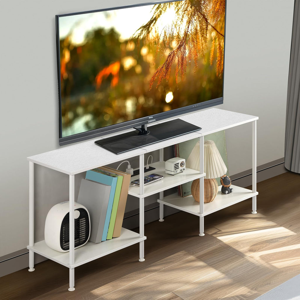 OYEAL Black Bedroom TV Stand with Power Outlets up to 50 inch TV, Small Entertainment Center Stand with Storage Modern Media TV Console Table for Living Room Bedroom