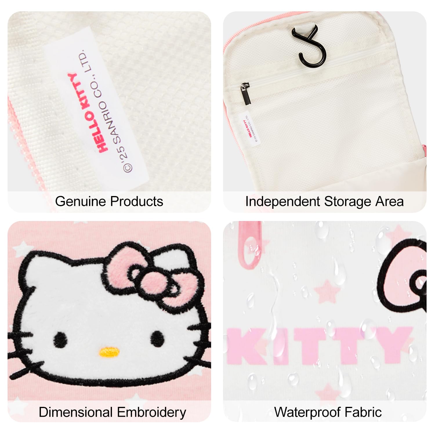 AmBealla Makeup Bag Large Waterproof Cosmetic Bags with Makeup Brush Holder,Cute Printed Makeup Organizer for Women Traveling,Portable Toiletry Bag for Girls