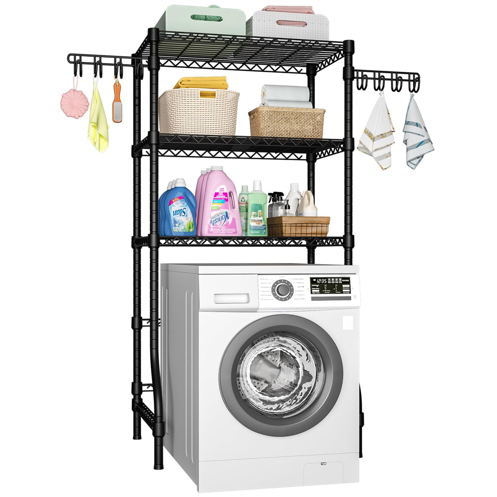Ulif U8 Medium Laundry Room Storage Organizer, Over the Washer and Dryer Storage Shelves for Laundry Organization, 32.3”W x 17.3”D x 76.2”H, Suit Washing Machine Width within 29.9”, Hold 304 lb, Black