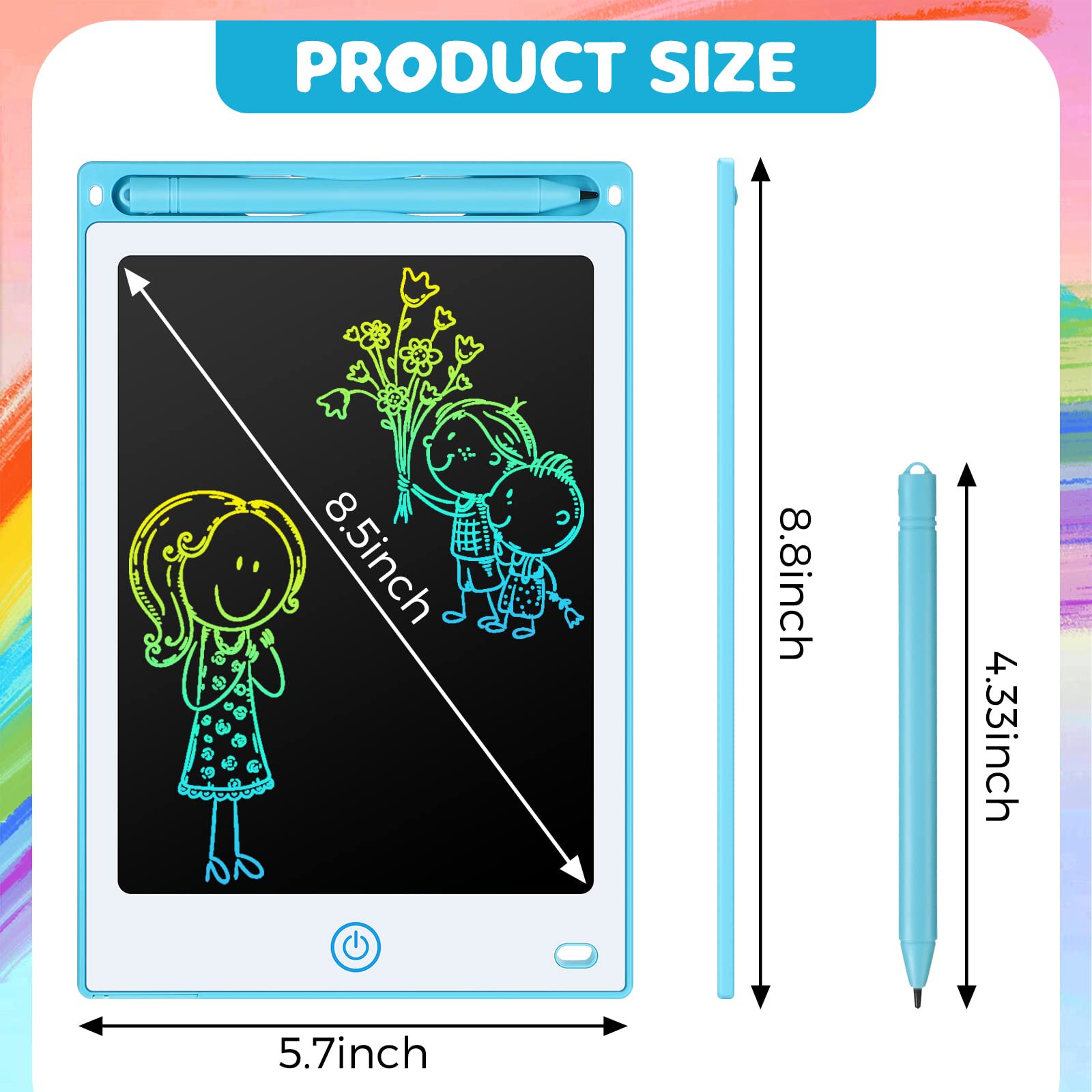Zhehao 32 Pcs LCD Writing Tablet for Kids Bulk 8.5 Inch Colorful Doodle Board Tablet Erasable Doodle Pad Educational Toy Birthday Easter Gift for Boys Girl Age 3-10(Black)