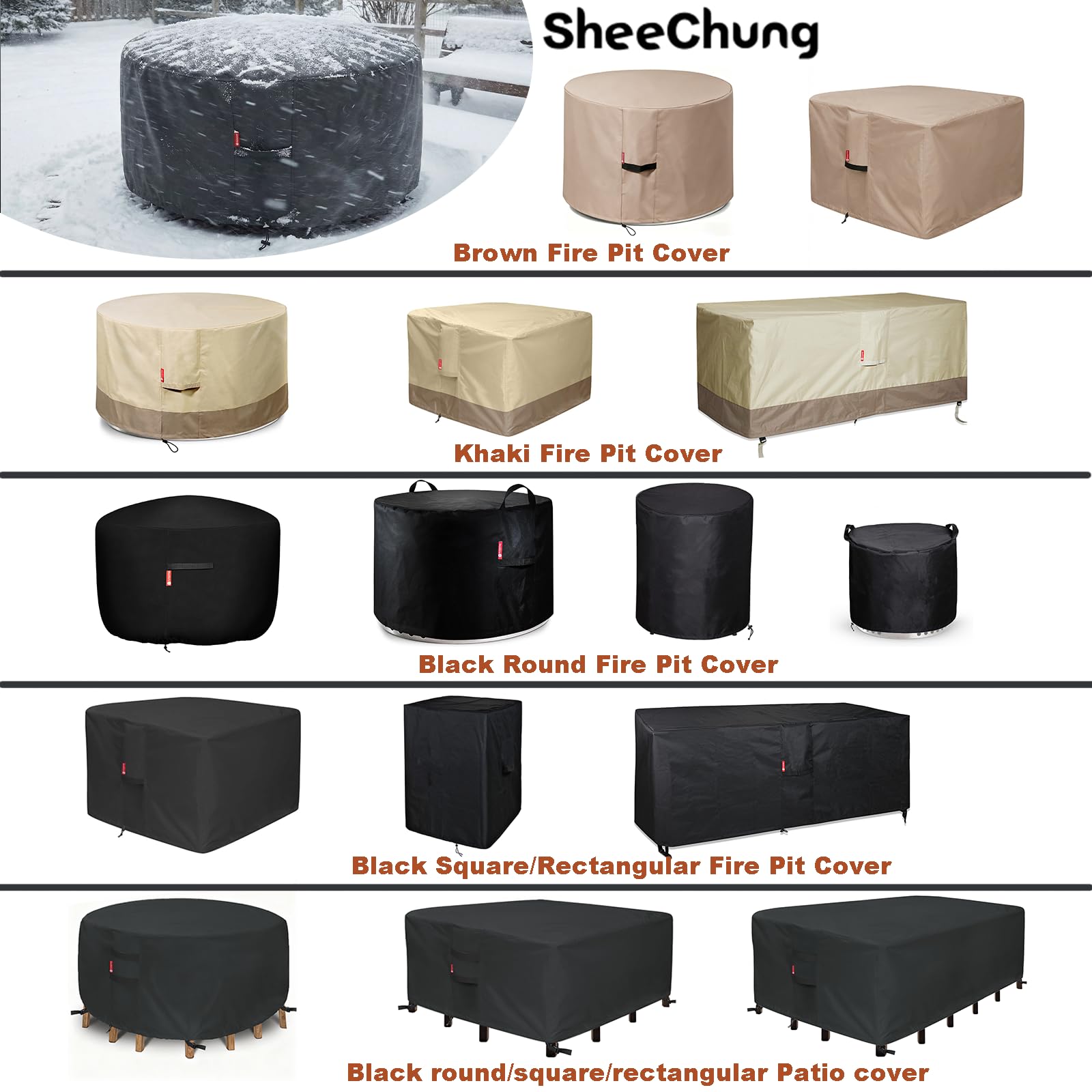 SheeChung Fire Pit Cover for Solo Stove Bonfire Outdoor Smokeless Firepit-Small Round Waterproof 600D Polyester Shelter,Air Vent,Anti-UV&Tear Resistant-Fits for 16”-22” Gas Fire Pit Table (22"Dx16"H)