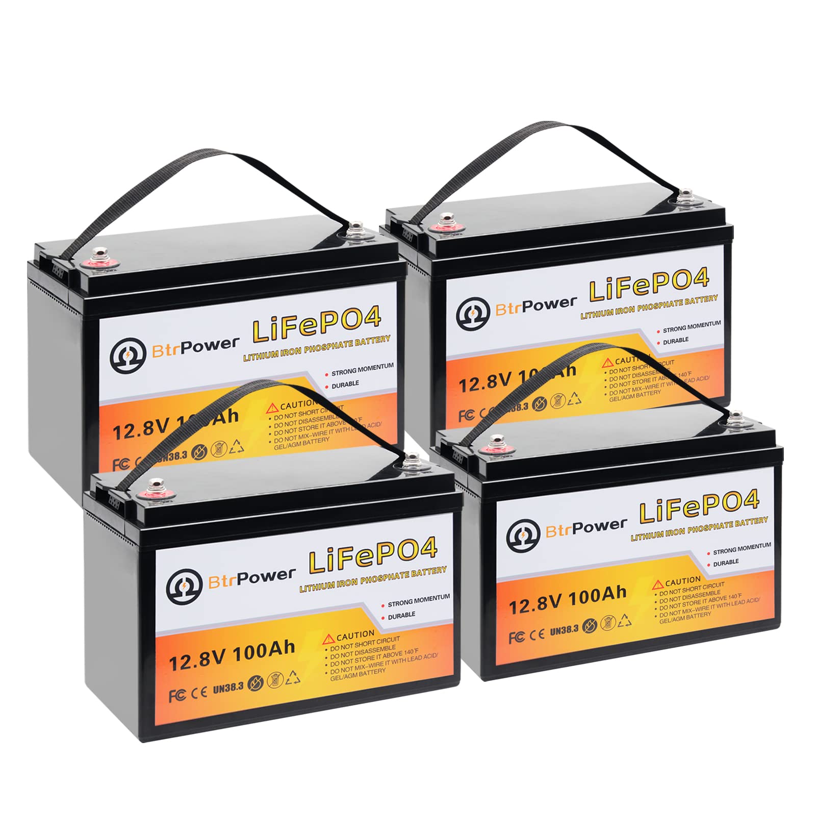 12V Lithium Battery,5000+ Deep Cycle LiFePO4 Battery with Built-in 100A BMS fit for Home Storage,Trolling Motor,RV,Off-Grid System,Solar Power System,Marine (2PACK-12V100AH)