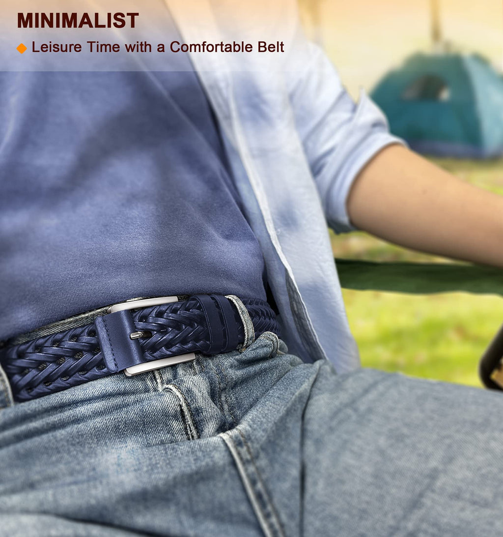 BULLIANT Mens Belts,Leather Woven Braided Belts for Gift Men Casual Jeans Golf