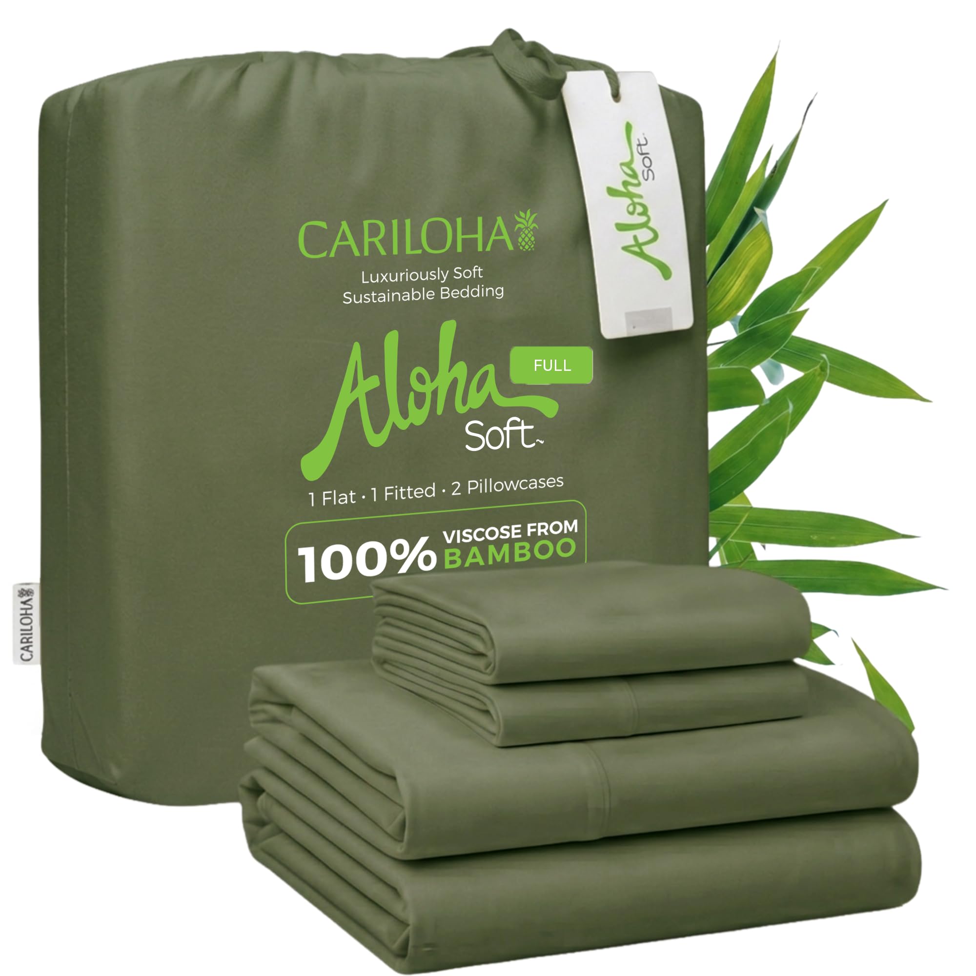 Cariloha Aloha Soft 100% Organic Bamboo Viscose Sheets – 4-Piece Queen Sheet Set – 16 in Deep Pockets – Buttery Soft, Hypoallergenic, Cooling Sheets – Oeko-TEX Standard 100 – Cape Blue