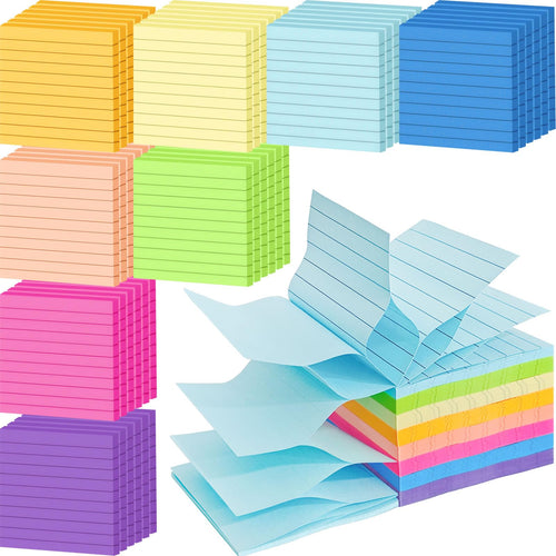 24 Pack 1920 Sheets Pop Up Sticky Notes Lined 3x3 inch Self-Stick Notes Pads Post Lined Sticky Note Pads Accordion Pop Up Notes Refill for Dispenser Home Office School, 80 Sheets/pad (Bright Color)