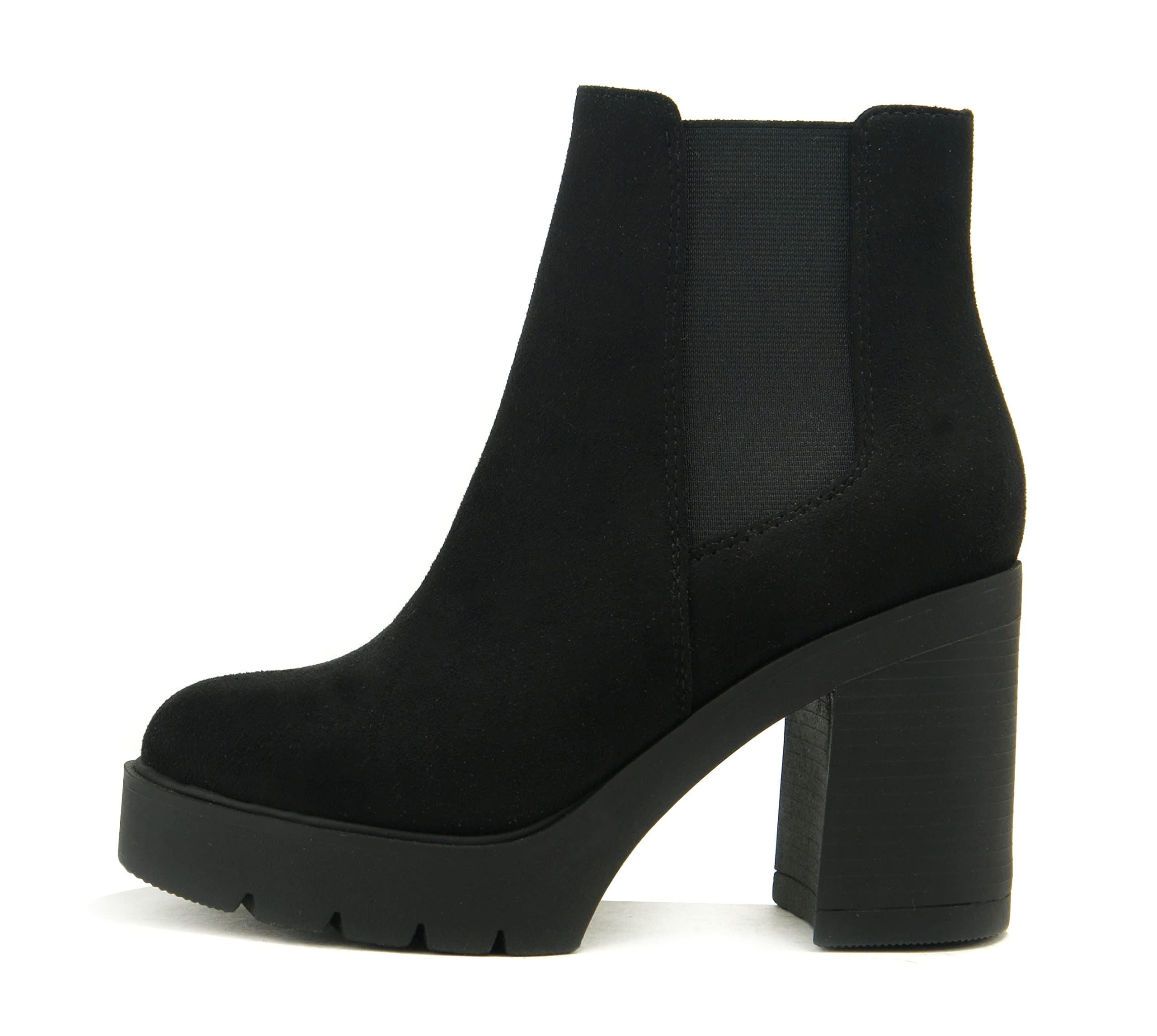 Soda EDITOR ~ Women Lug Sole High Heel Chelsea Fashion Ankle Boot w/Double Elastic Gore