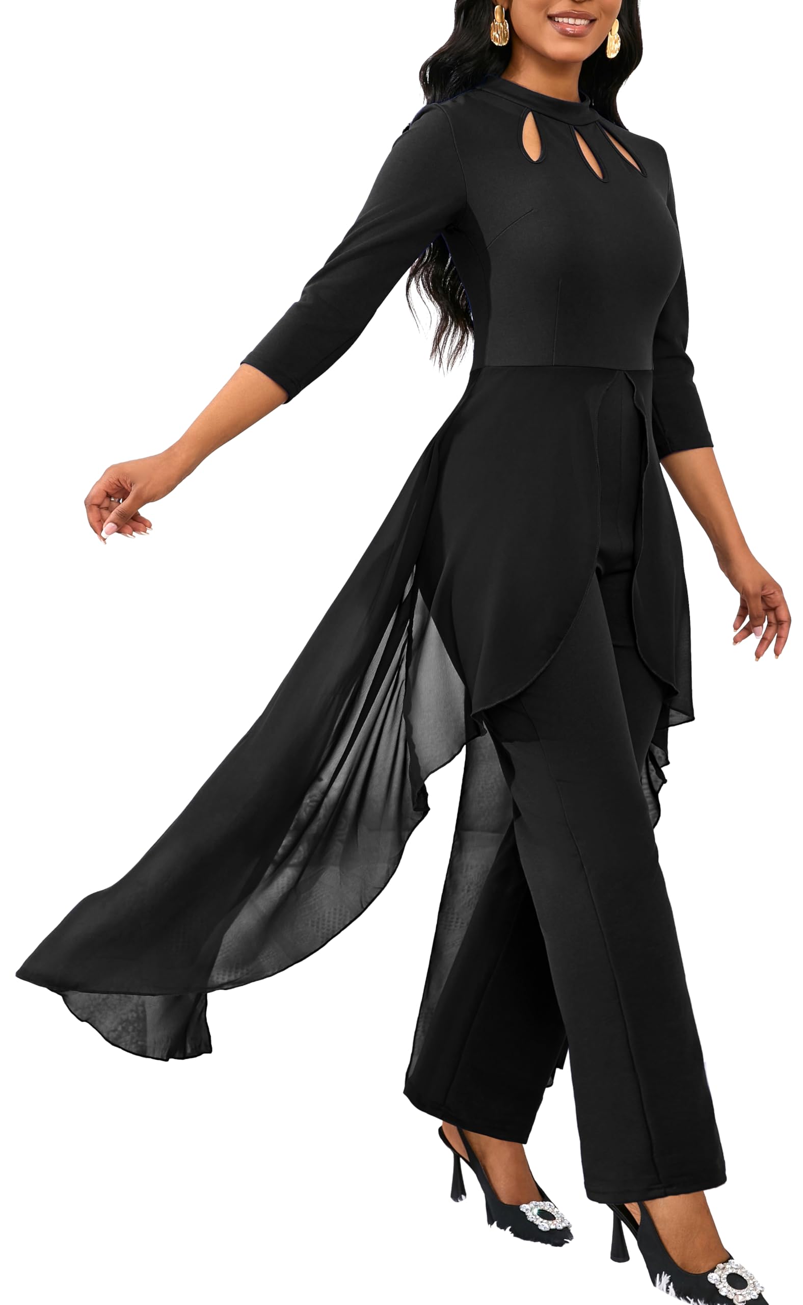 Jumpsuits for Women Dressy Hight Waist One Piece Casual Straight Long Pants Wide Leg Pants Elegant Jumpsuit Romper