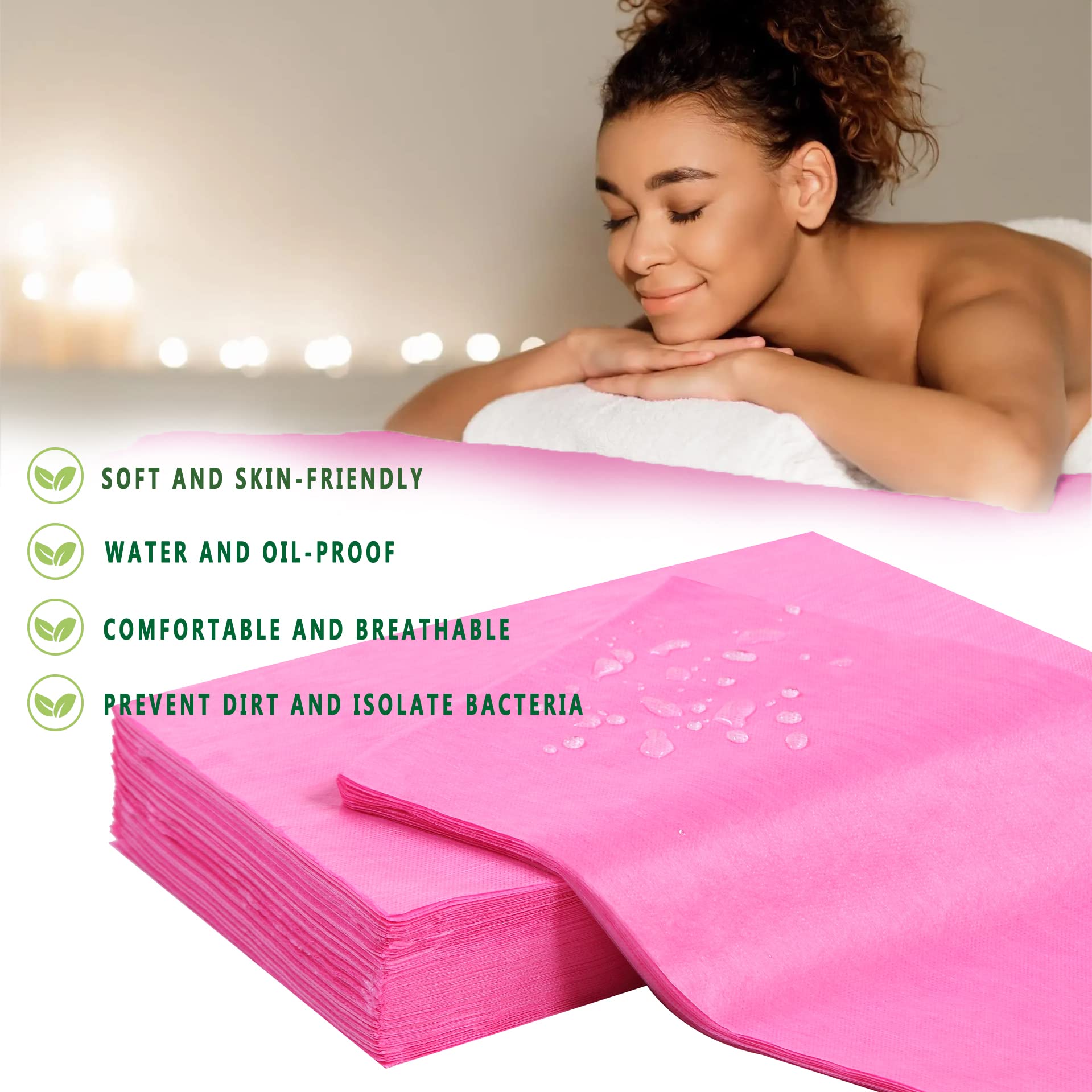 Disposable Bed Sheets 100 Pcs 31" x 71" Massage Table Sheets Non Woven Fabric SPA Bed Cover Breathable for Massage Beauty Tattoos（Black）