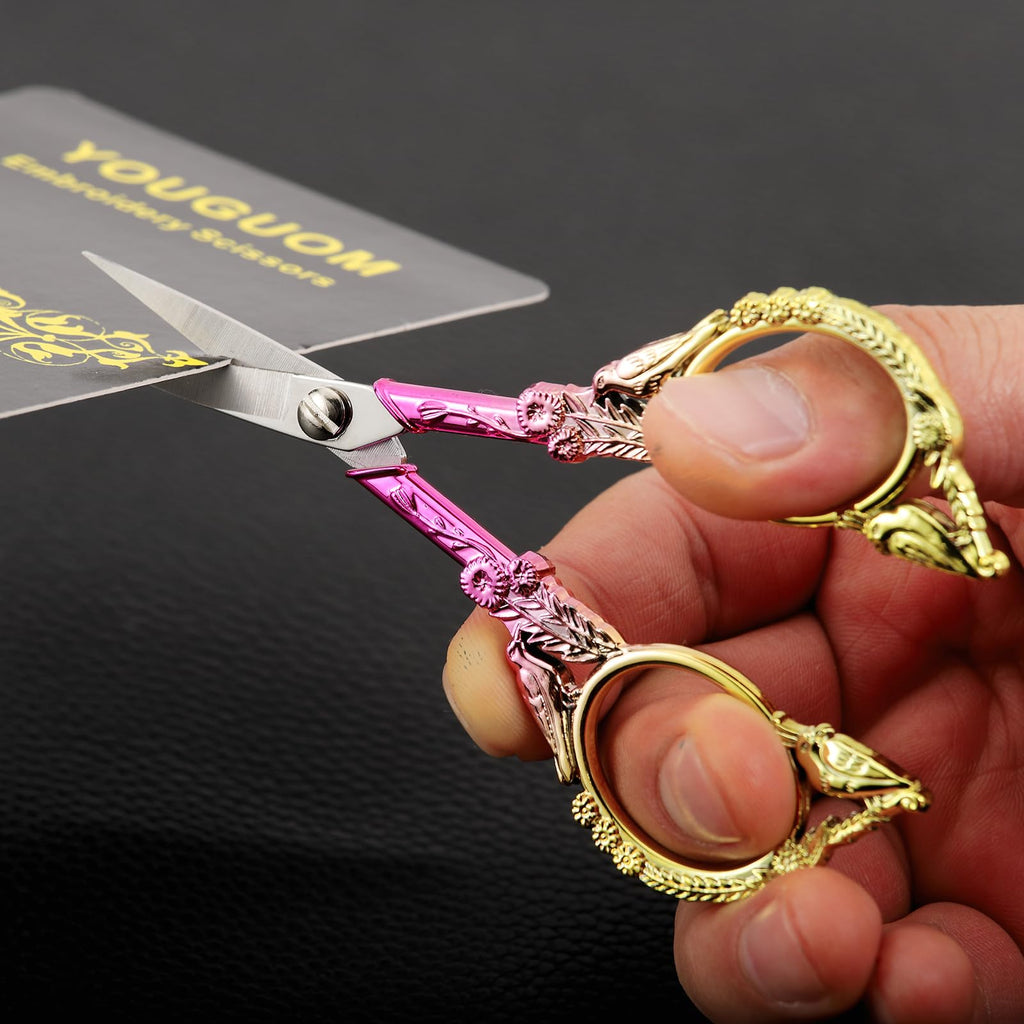YOUGUOM Small Craft Scissors, Little Travel Sharp Embroidery Scissors All Purpose, Straight Tips Mini Sewing Shears, Precision Detail Thread Cutting Snips