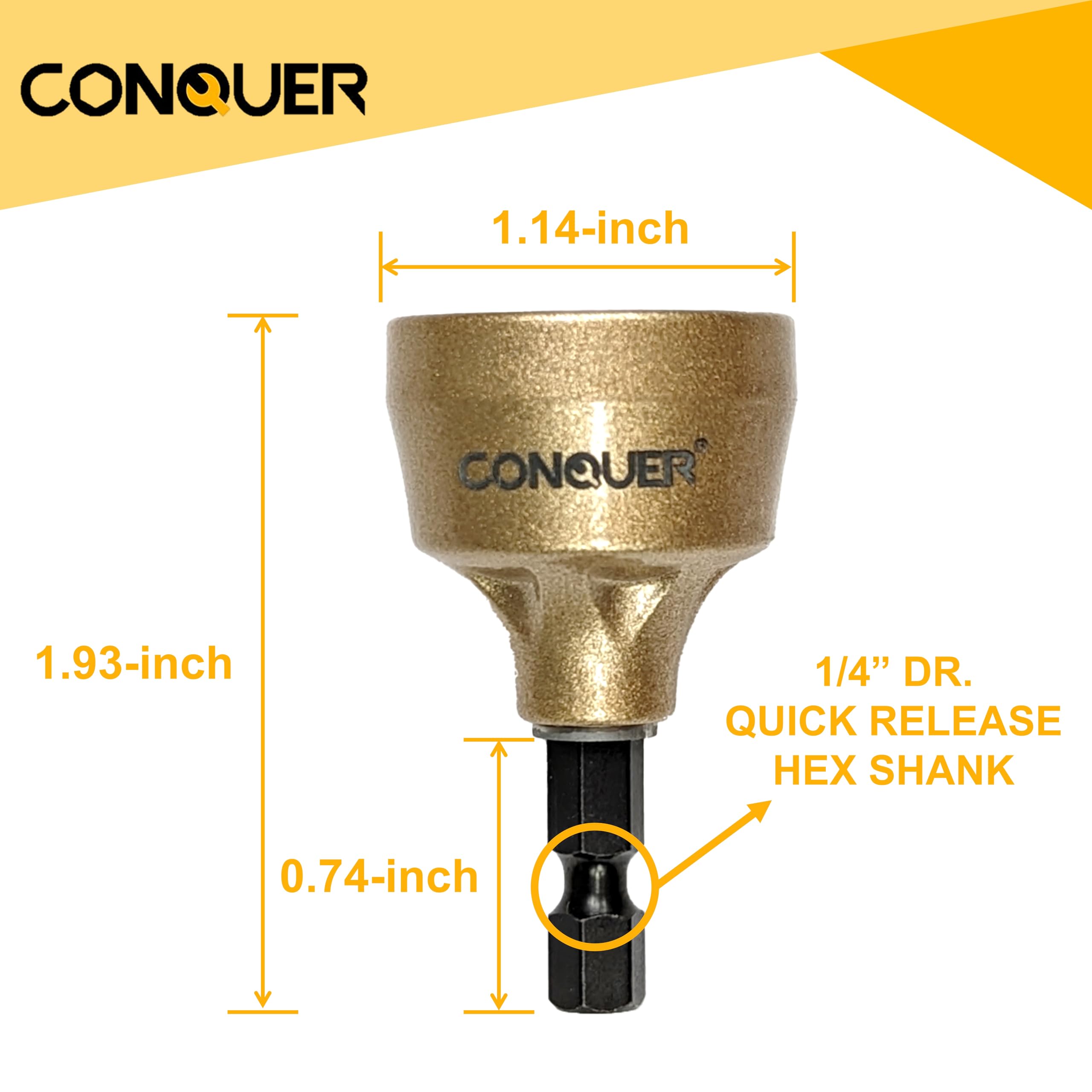 CONQUER Tools Deburring External Chamfer Tool, Premium Tungsten Blade, Deburring Drill Bit, Remove Burr Tools Quick Release Shank Fits for 1/2"-1 3/8"(13mm-35mm) Stainless Steel Burr Removal