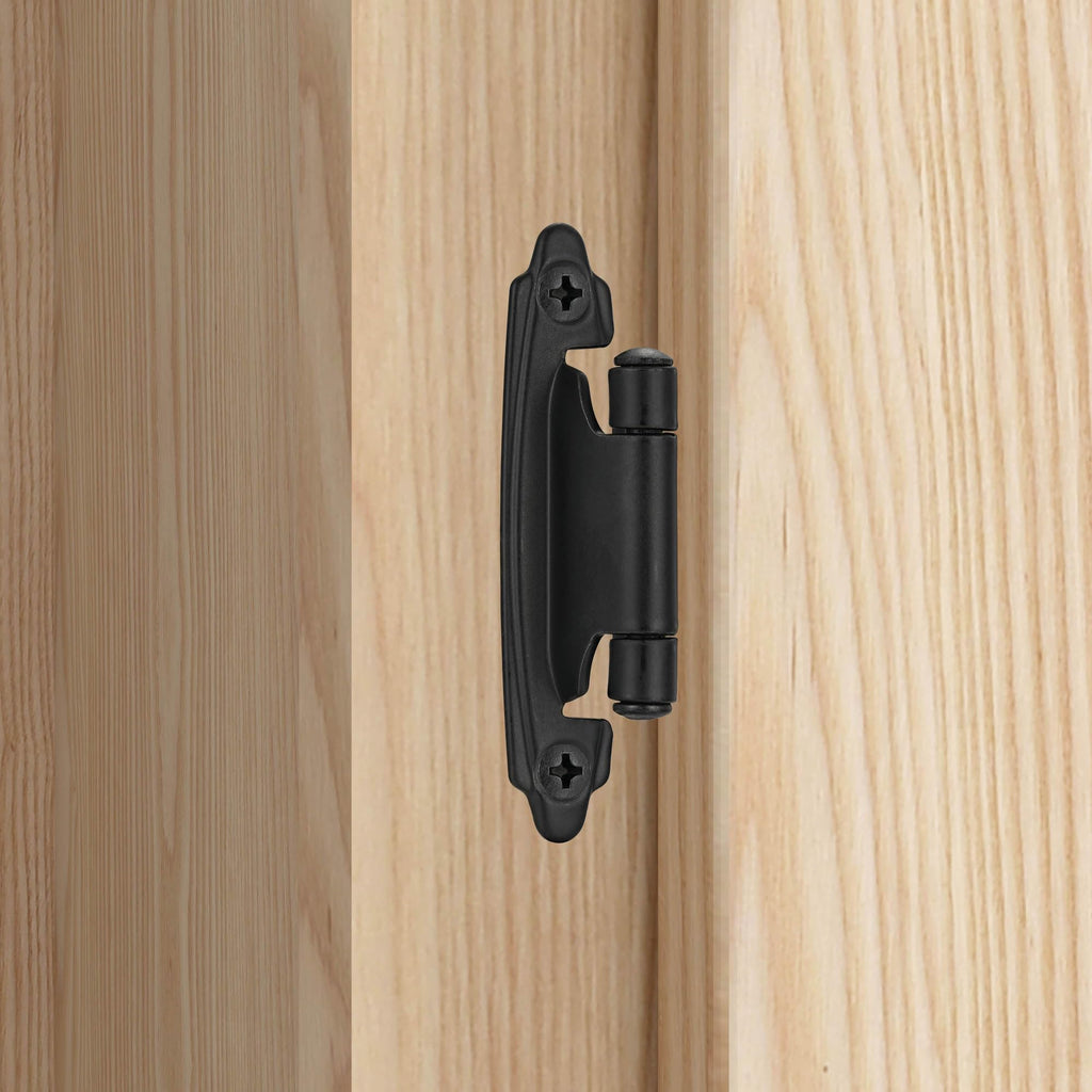 4 Pack (2 Pairs) Antique Brass Self Closing Cabinet Hinges for Kitchen Cabinet Door, 1/2" Overlay (Variable) Semi Concealed Kitchen Cabinet Hinges
