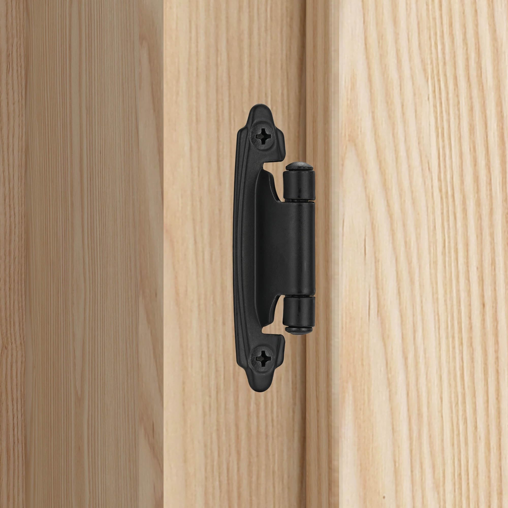 4 Pack (2 Pairs) Antique Brass Self Closing Cabinet Hinges for Kitchen Cabinet Door, 1/2" Overlay (Variable) Semi Concealed Kitchen Cabinet Hinges