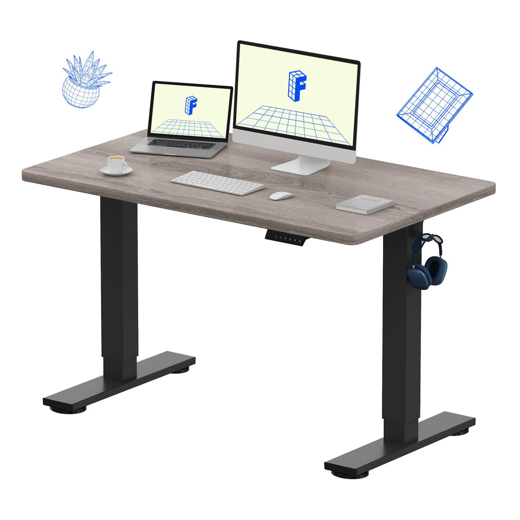 FLEXISPOT EN1 One-Piece Standing Desk, Electric Adjustable with 4 Memory Presets, 176 LBS Capacity, Stable & Quiet, Seamless Desktop for Home Office & Dual Monitors, 40"x24" Black