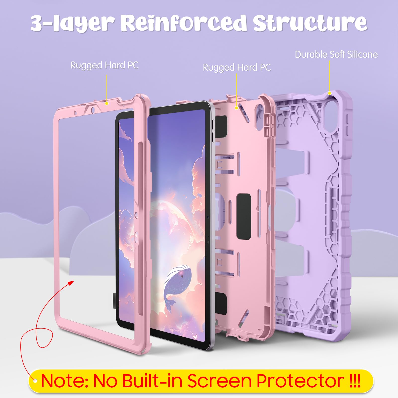 Fintie Case for iPad Air 11-inch M4/M3/M2 (2026/2025/2024), iPad Air 5th / 4th Generation (2022/2020) 10.9 Inch, Fully-Body Rugged Heavy Duty Shockproof Case with Kickstand for Kids, Black