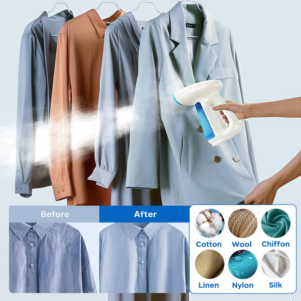 Bear Steamer for Clothes, 1300W 25s Heat-Up Clothes Steamer with 230ml Tank | Essential Oil Compatible,20g/min Steam Rate,Handheld 2-in-1 Steam&Iron,Fabric Wrinkle Remover for Home&Travel,Includes Brush