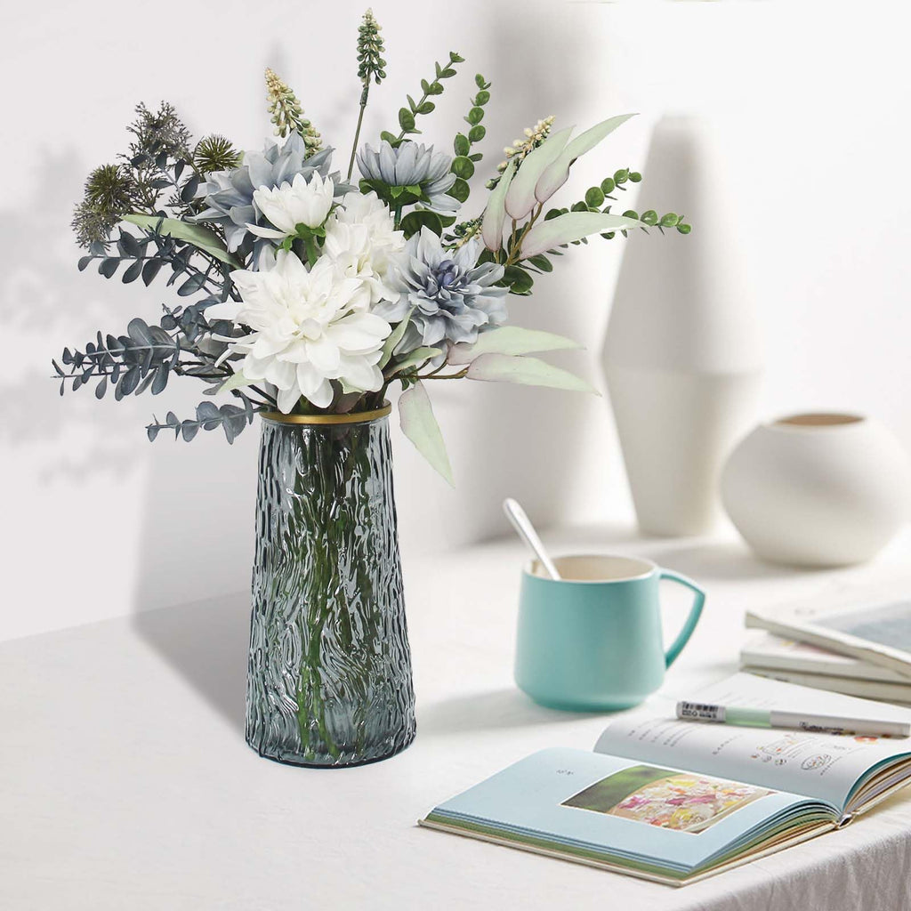 Leftover Fake Flowers in Vase,Faux Flowers in Vase,Table Centerpieces for Dining Room,Flower Centerpieces for Tables,Artificial Flowers,Kitchen Decor,Coffee Table Decor