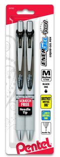 Pentel EnerGel Pearl RTX Retractable Liquid Gel Pen, (0.7mm), Medium Line, Needle Tip, Black Ink, Pack of 2 (BLN77WBP2A)