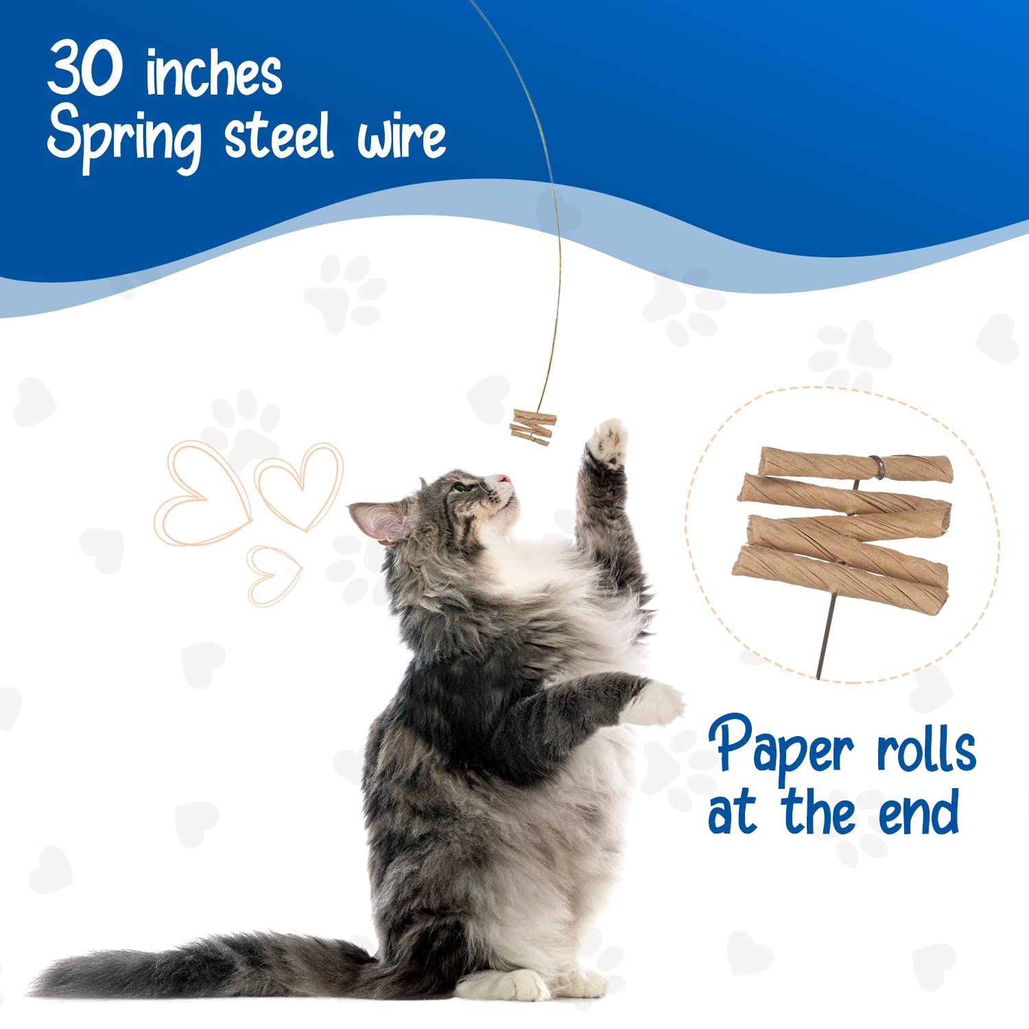 Cat Dancer Interactive Cat Toy - Fun and Fitness for Your Furry Friend - Engaging Paper Roll Attached with 30 Inches Flexible Spring Steel Wire for Playful Cats – 3 Pack