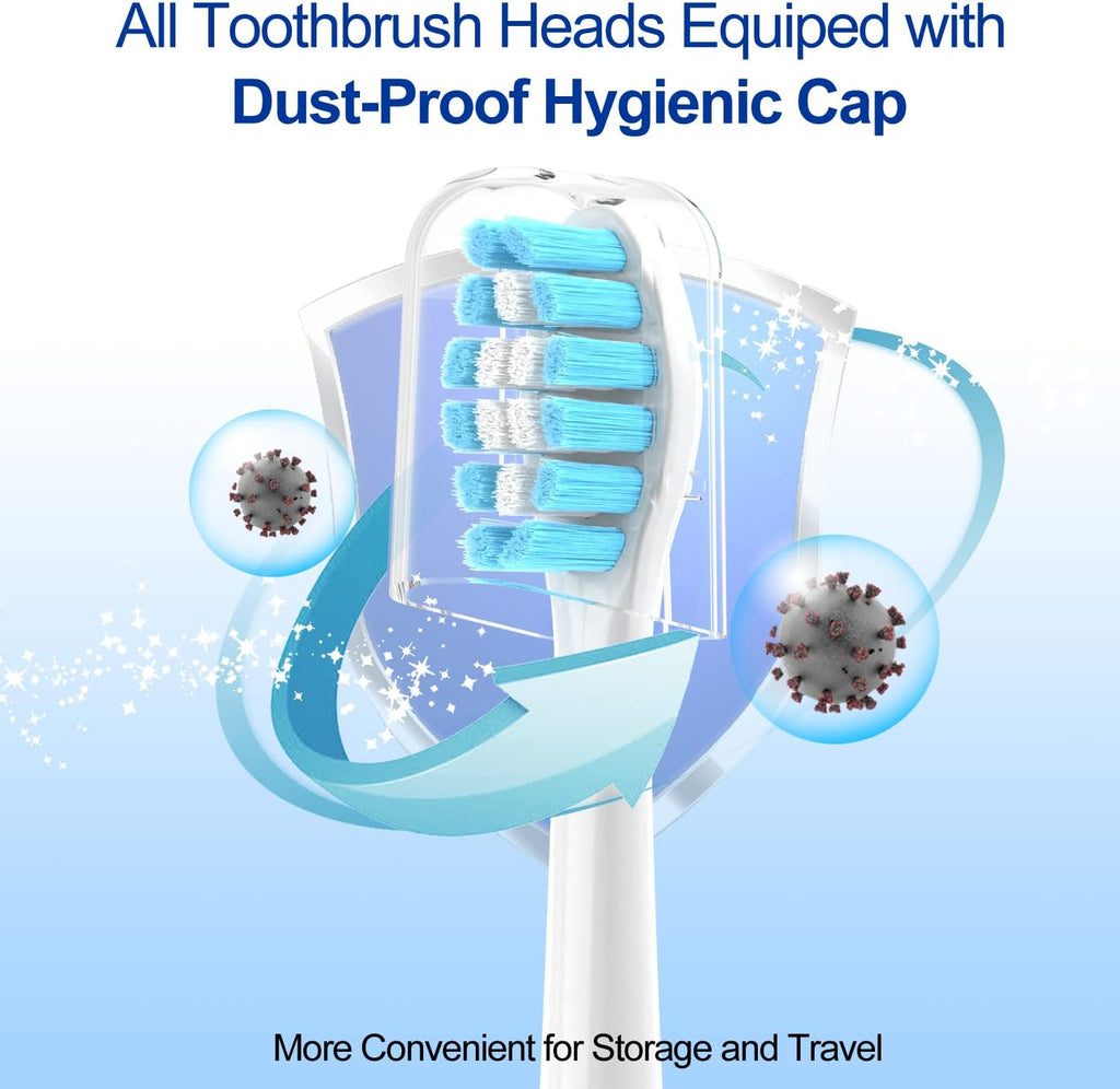 OralClass Replacement Toothbrush Heads for Philips Sonicare Click-on Handles, Medium Soft Electric Brush Heads Refills, 8 Pack
