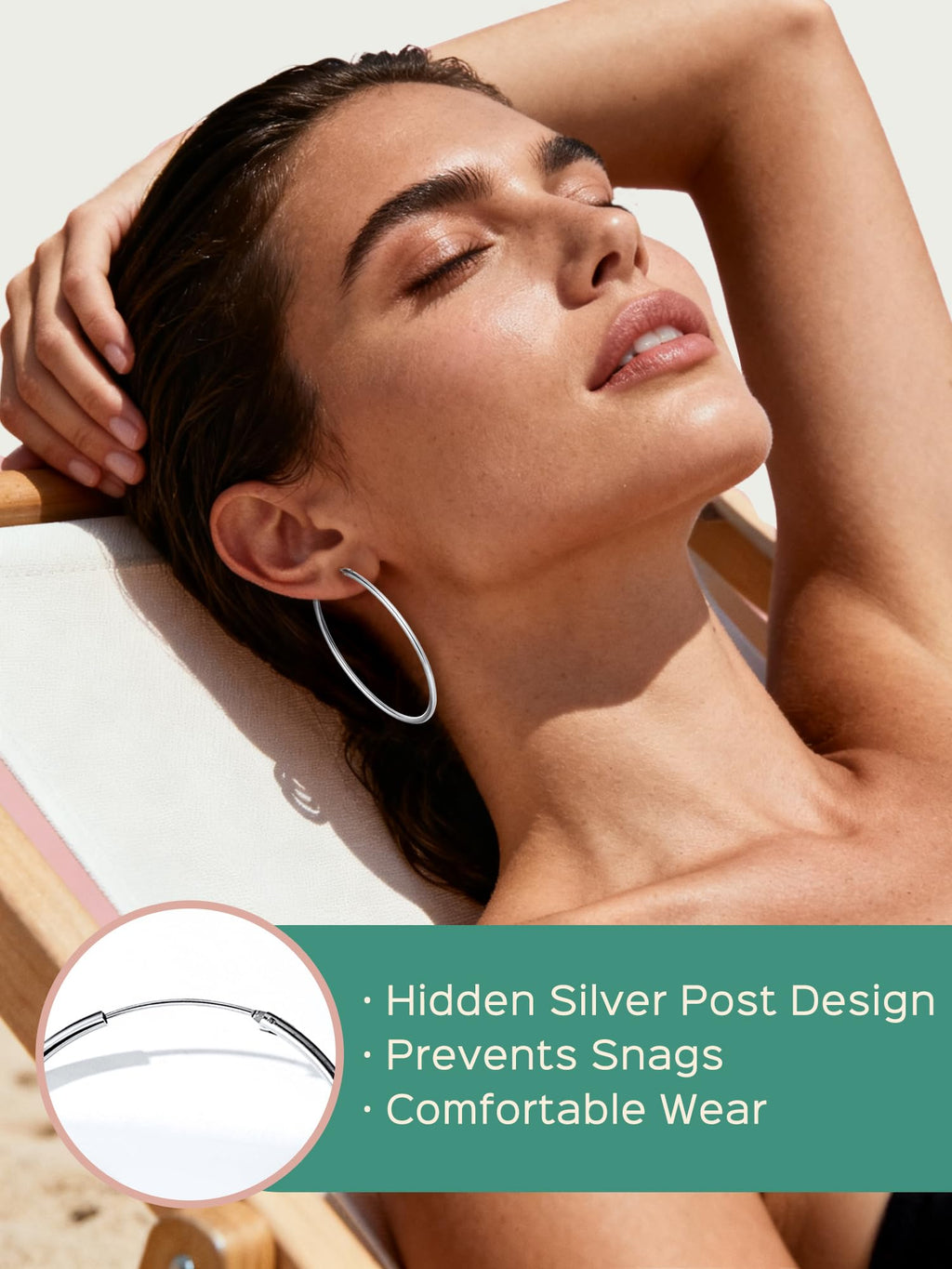 ChicSilver 925 Sterling Silver Hoop Earrings for Women Hypoallergenic, Lightweight Large Gold Plated Silver Hoop Earrings, Endless Hoops Earring 20/30/40/50/60/70MM