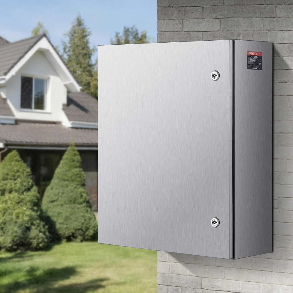 Steel Electrical Box 12" x 12" x 8" Electrical Enclosure Box 304 Stainless Steel Electronic Equipment Enclosure Box IP65 Weatherproof Wall-Mounted Metal Electrical Enclosure with Mounting Plate
