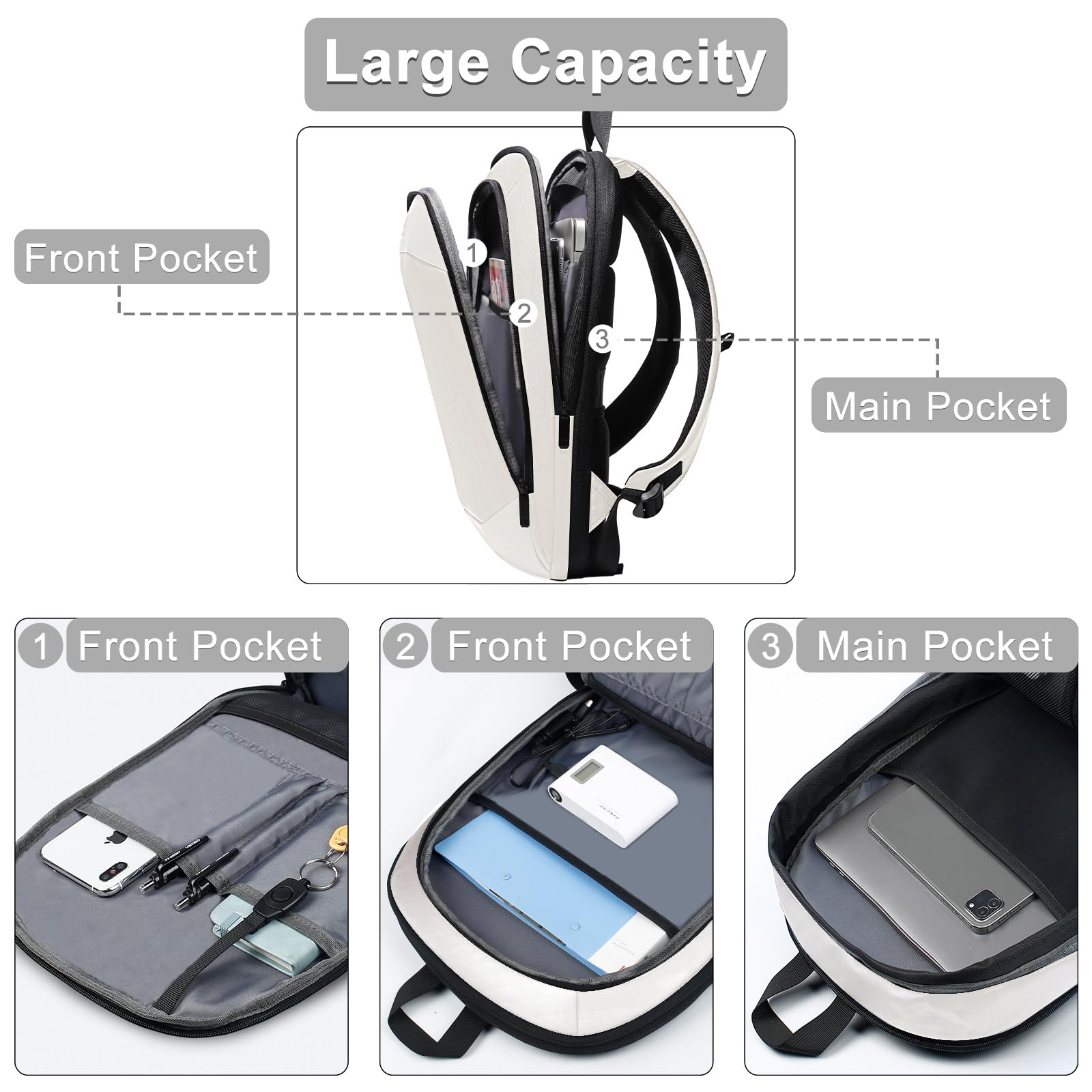 hk Business Backpack for Men 15.6 Inch,Slim & Expandable Waterproof Travel Laptop Backpack, Anti-Theft Lightweight Work Computer Bag, College Laptop Backpacks Gifts for Men Women-Black