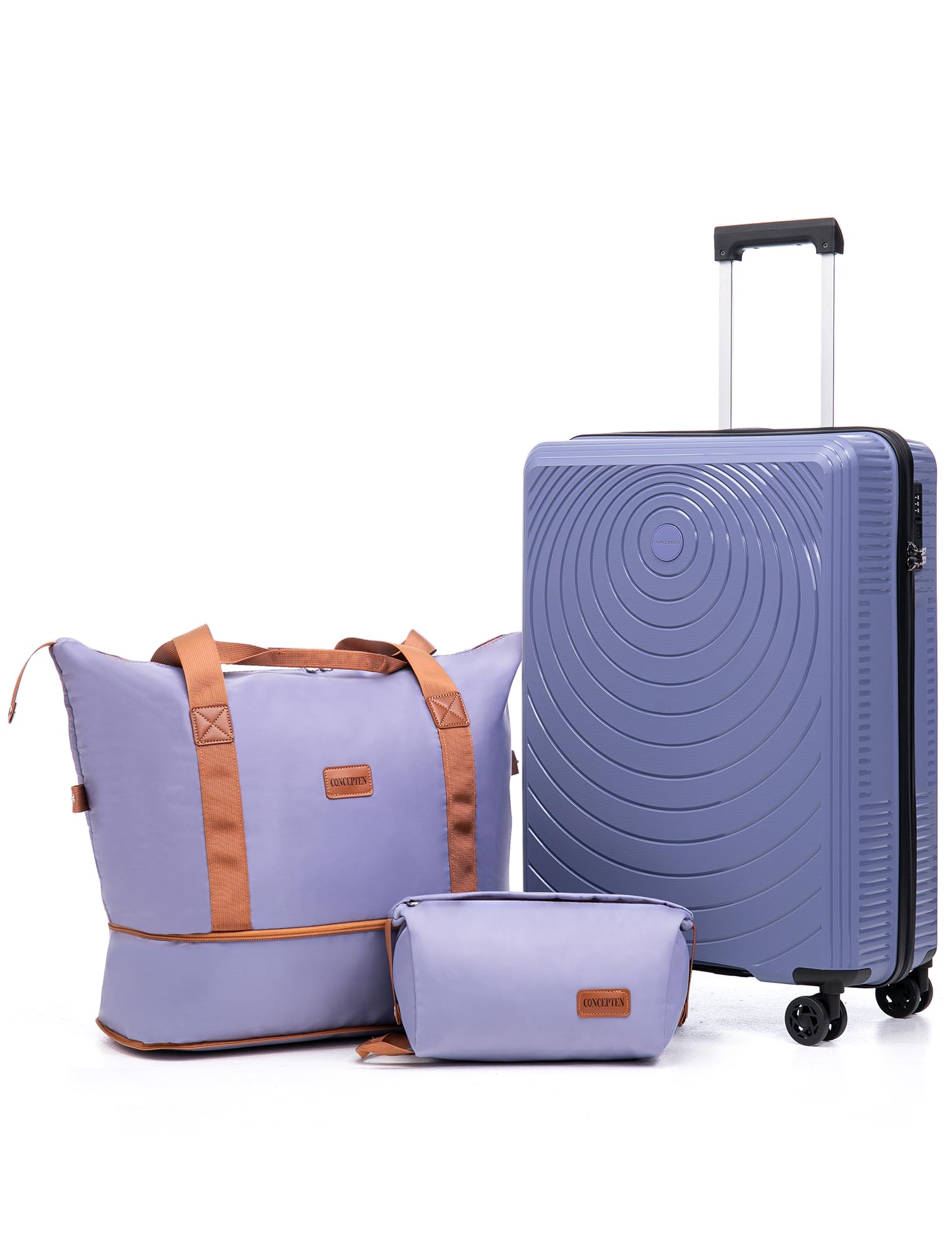 CONCEPTEN Luggage Sets,Suitcases with Wheels, Hardshell Suitcase Set, PP Carry on Luggage Set with TSA Lock, Travel Luggage (Black, Bag Type)