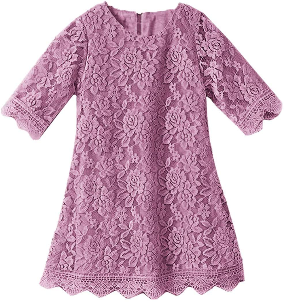 APRIL GIRL Flower Girl Dress, Lace Dress 3/4 Sleeve Dress