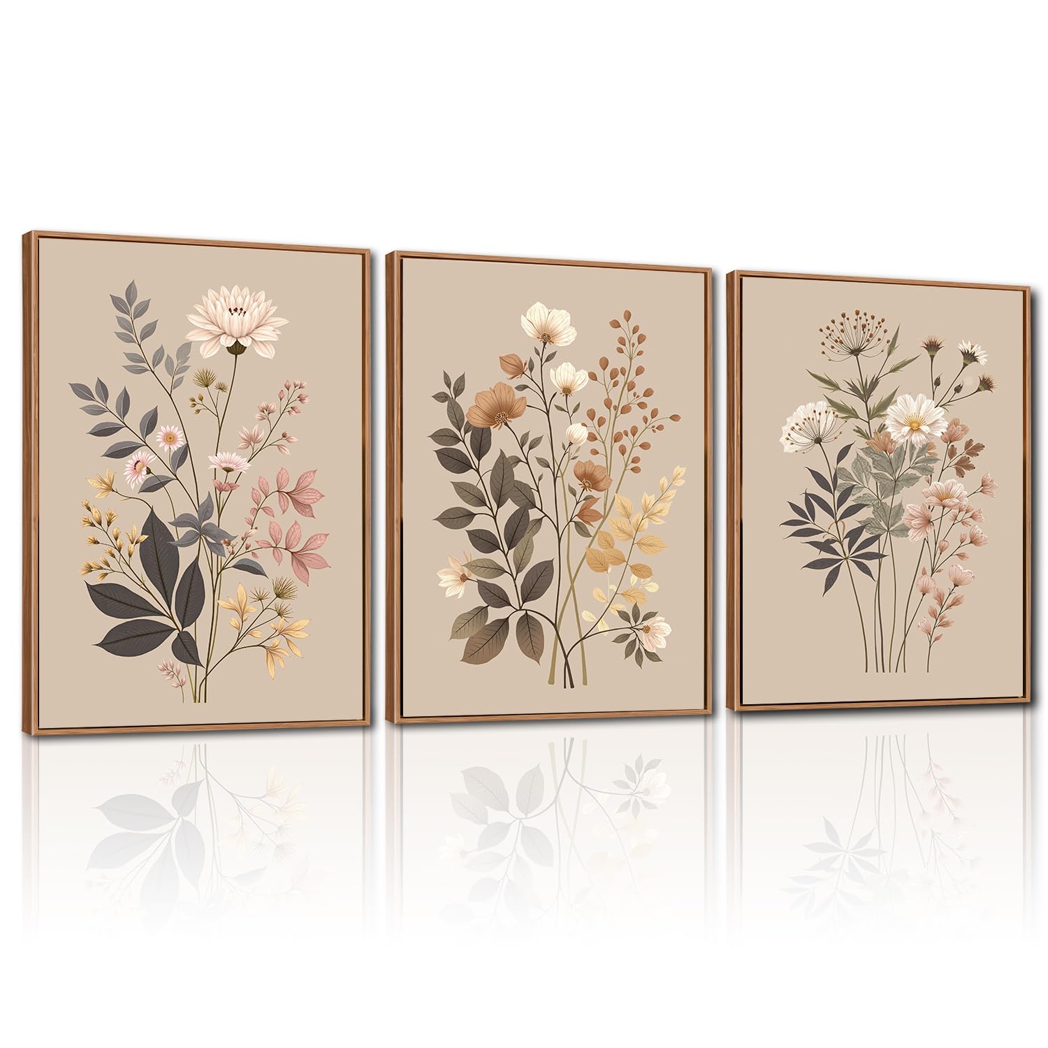 CHDITB Abstract Modern Framed Canvas Wall Art Set, Contemporary Artwork for Home Decor, Neutral Pastel Illustration Wall Painting, Nordic Minimal Zen Art Prints for Living Room Office-16 x24 x3
