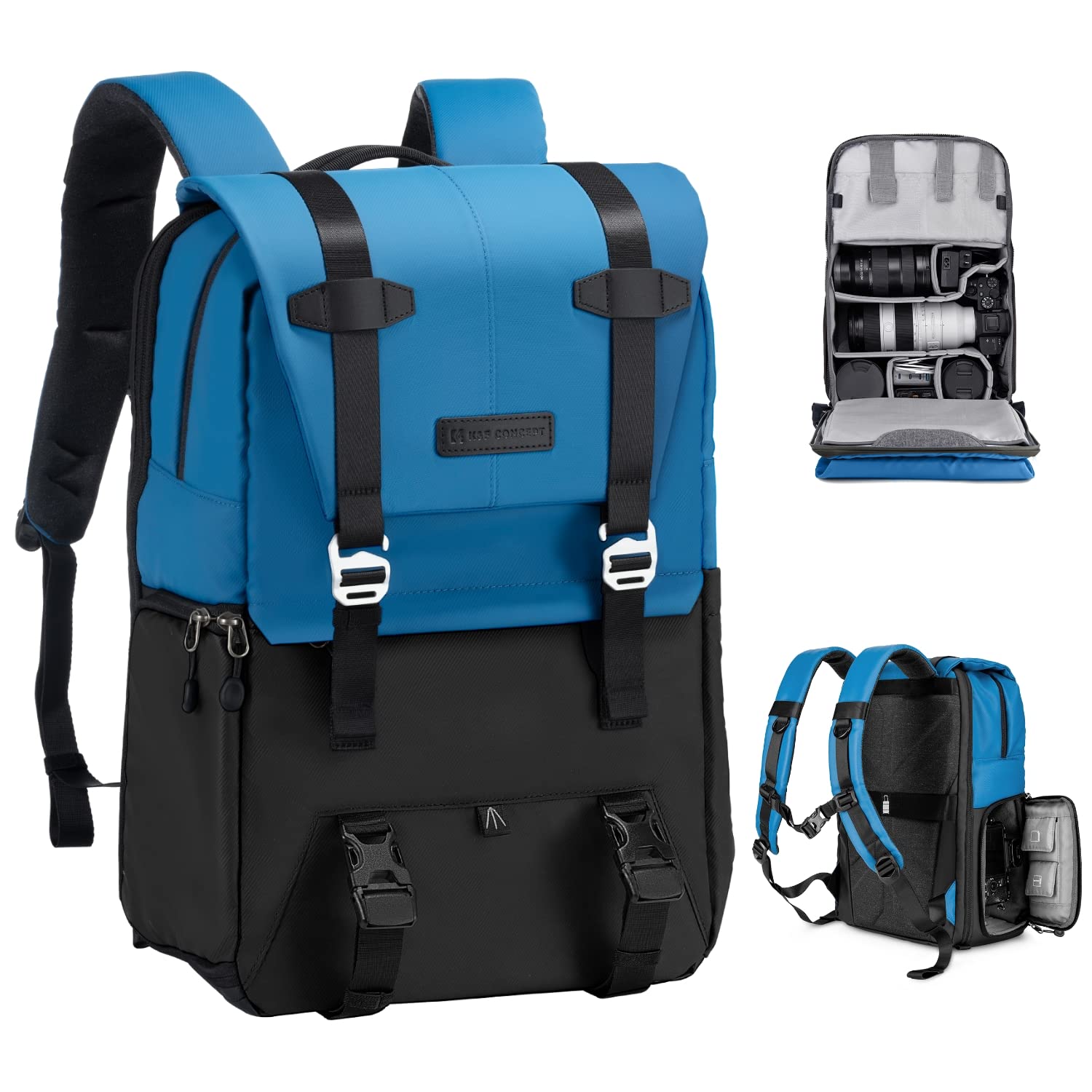 K&F CONCEPT Camera Backpack, Camera Bags for Photographers Dslr Cameras Compatible for Canon Nikon Sony DJI Mavic Drone, 20L Large Capacity Bag Cover 15.6 Inch Laptop Camera Cases with Raincover